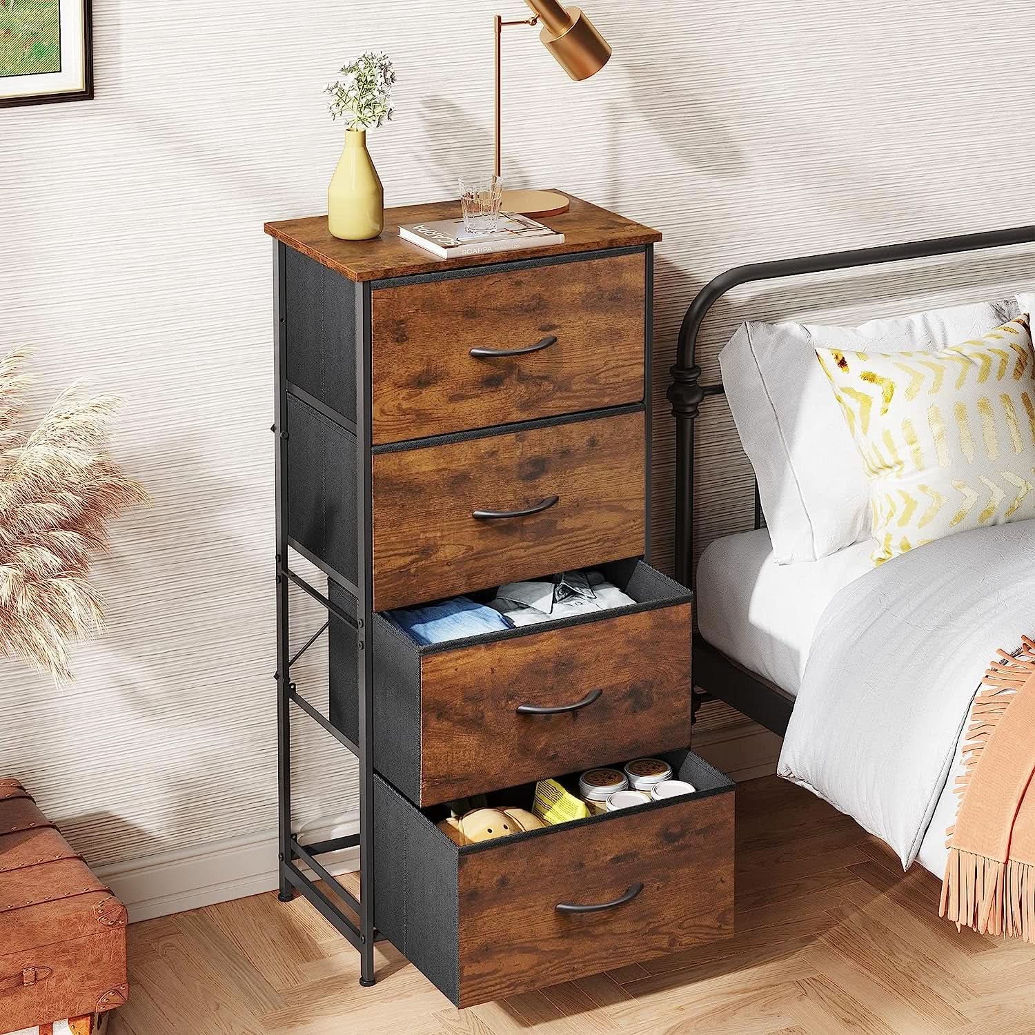 Four Drawer Dresser With Handles For Bedroom Storage from PriceLows™