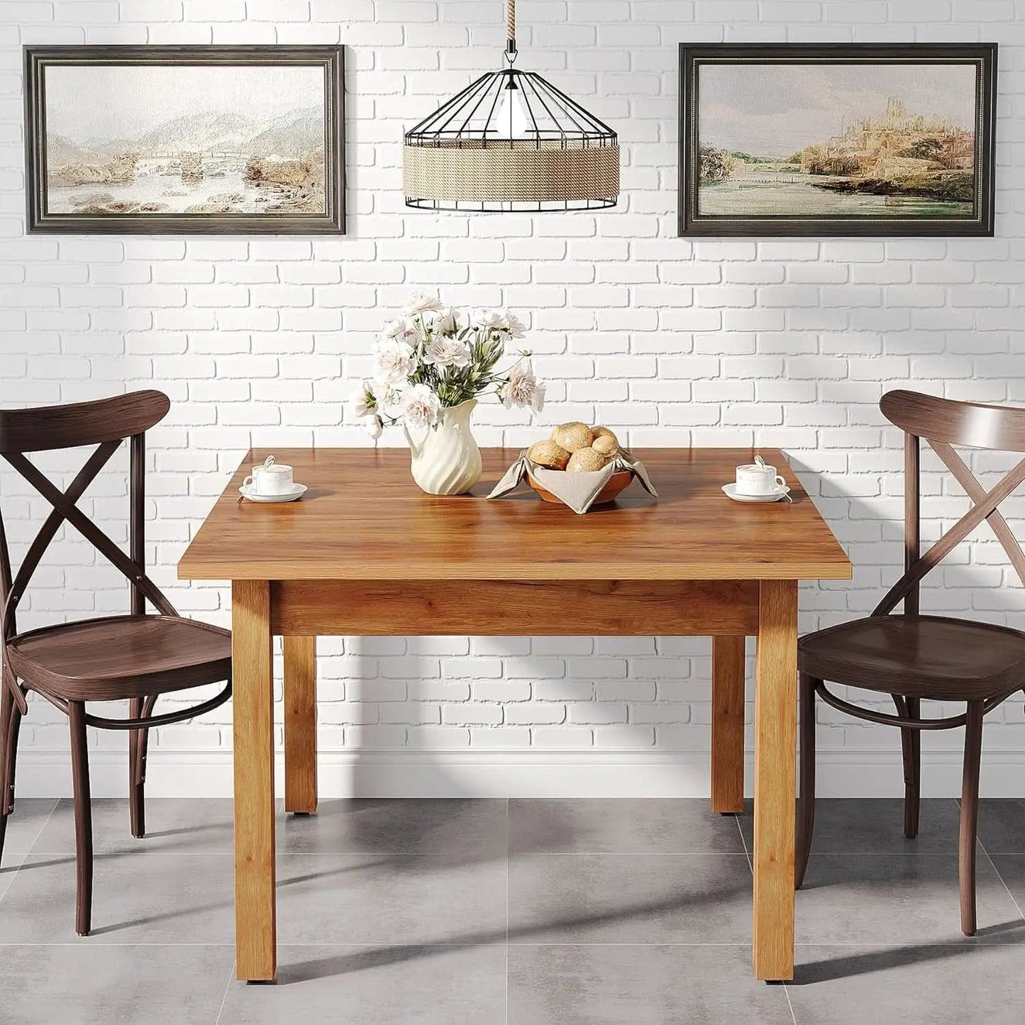Tribesigns 39 Inch Wood Dining Table Rustic Brown Farmhouse from PriceLows™
