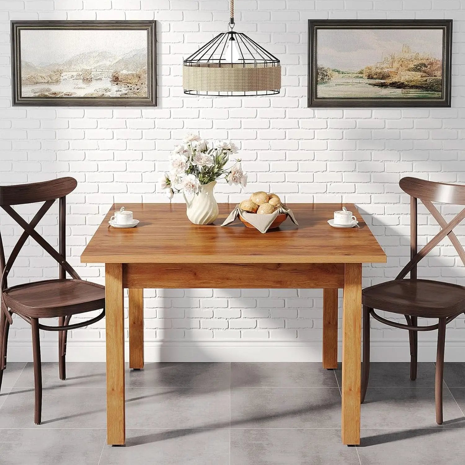 Tribesigns 39 Inch Wood Dining Table Rustic Brown Farmhouse from PriceLows™