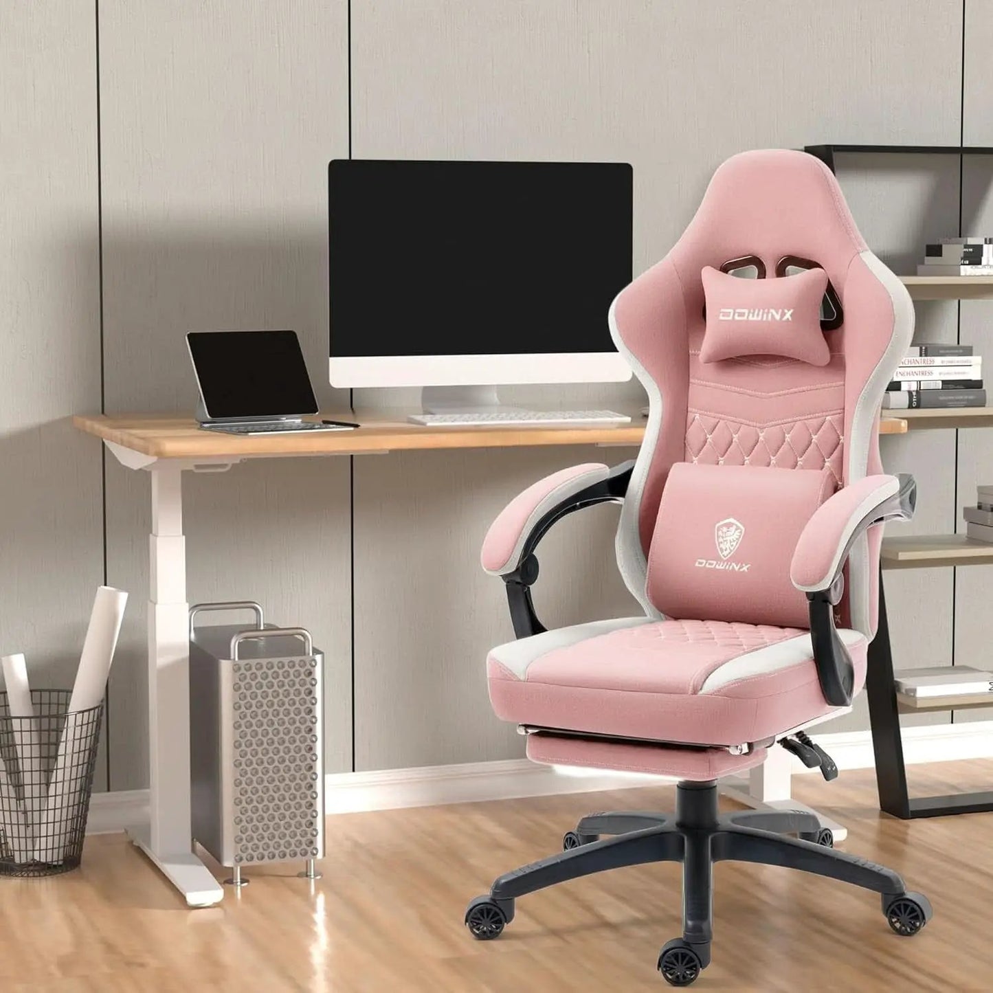 Pink Gaming Chair With Pocket Spring Cushion For Comfort from PriceLows™