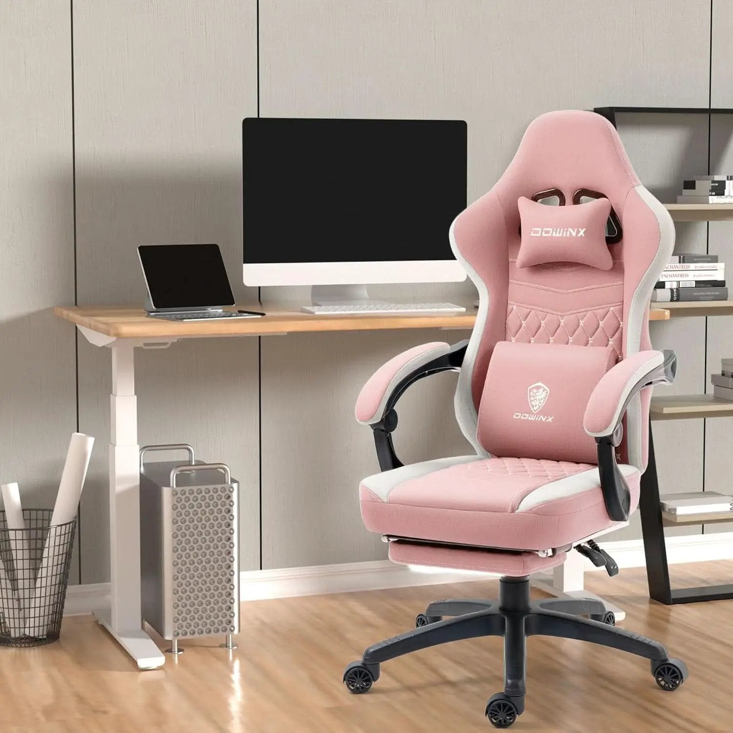 Pink Gaming Chair With Pocket Spring Cushion For Comfort from PriceLows™