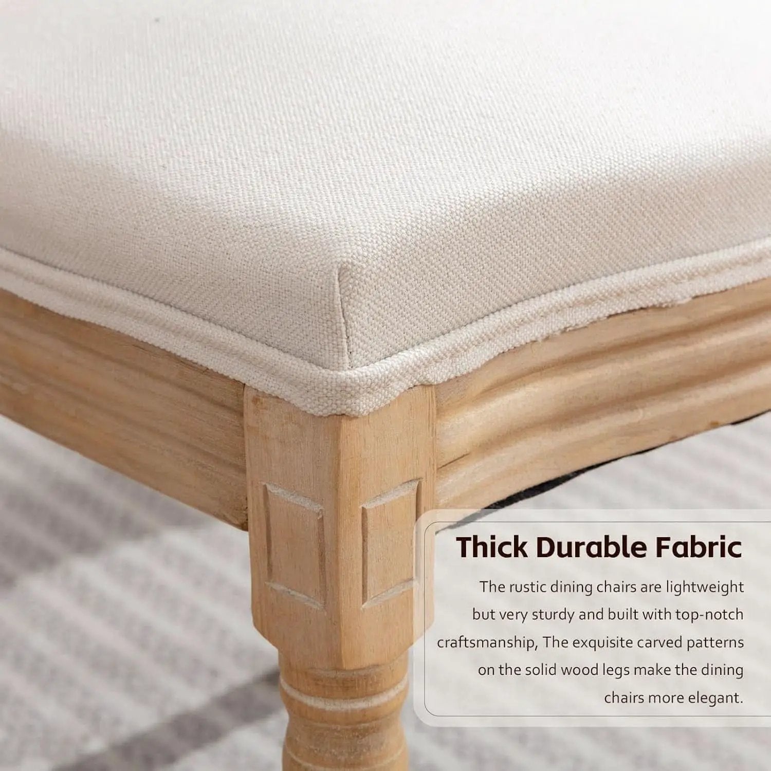 Beige Fabric French Country Dining Chairs Set Of 6 Oval Back from PriceLows™