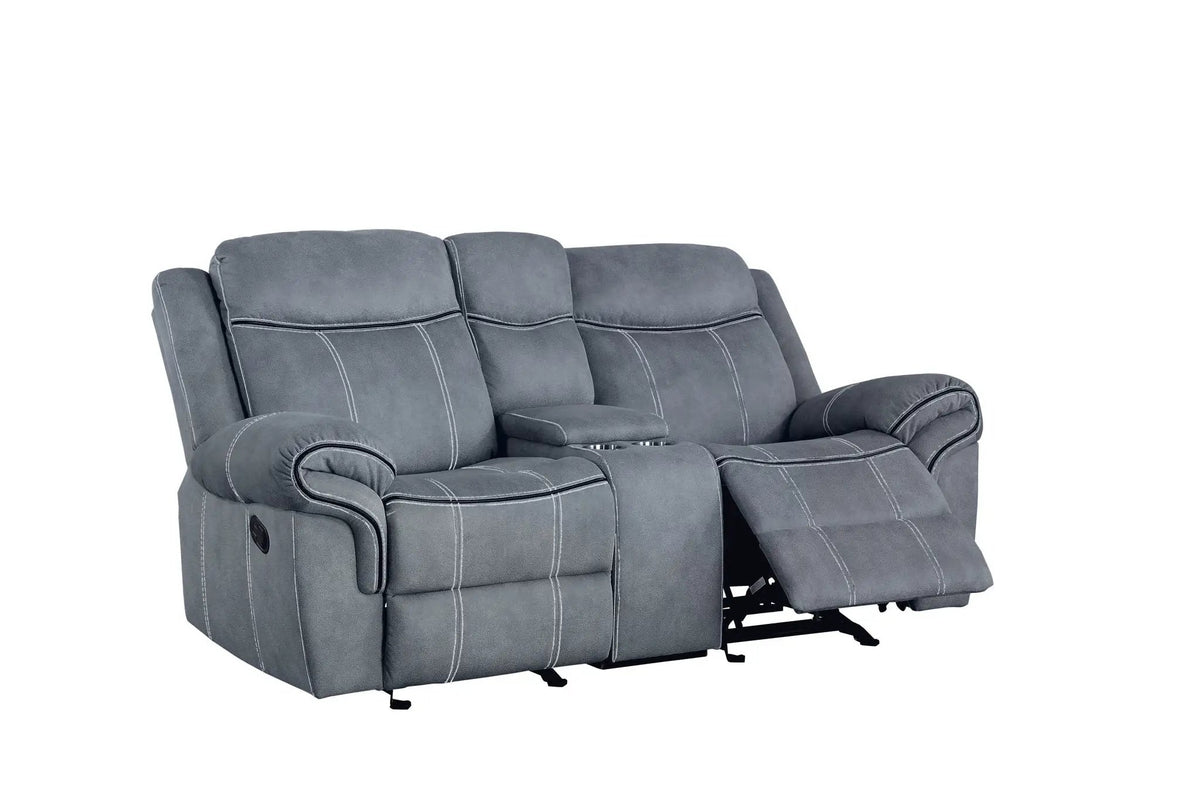 Zubaida Recliner Loveseat | Two-Tone Upholstery | USB Port Console | Glider Motion Reclining