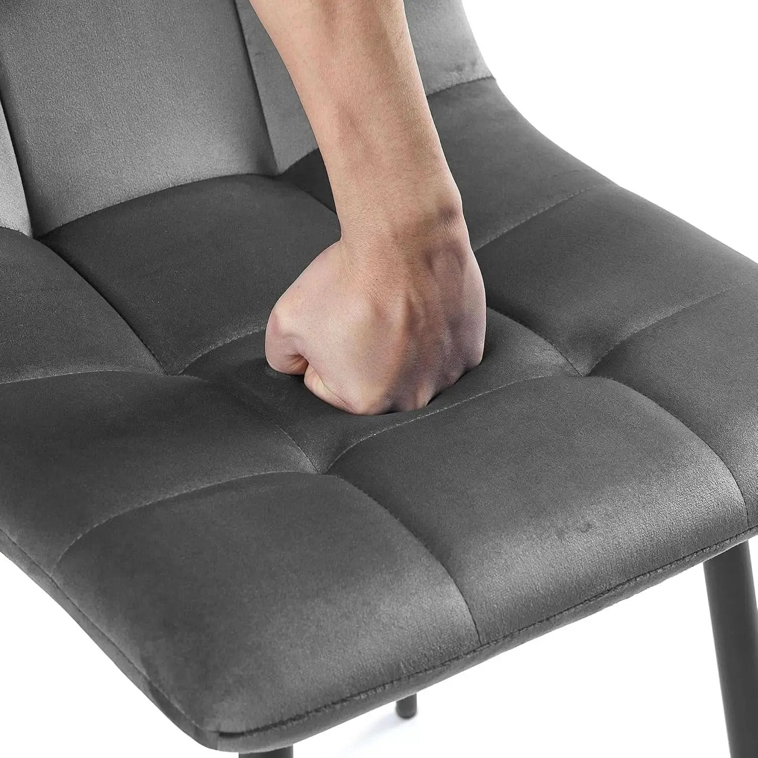 Grey Velvet Dining Chairs Set Of 4 With Metal Legs from PriceLows™