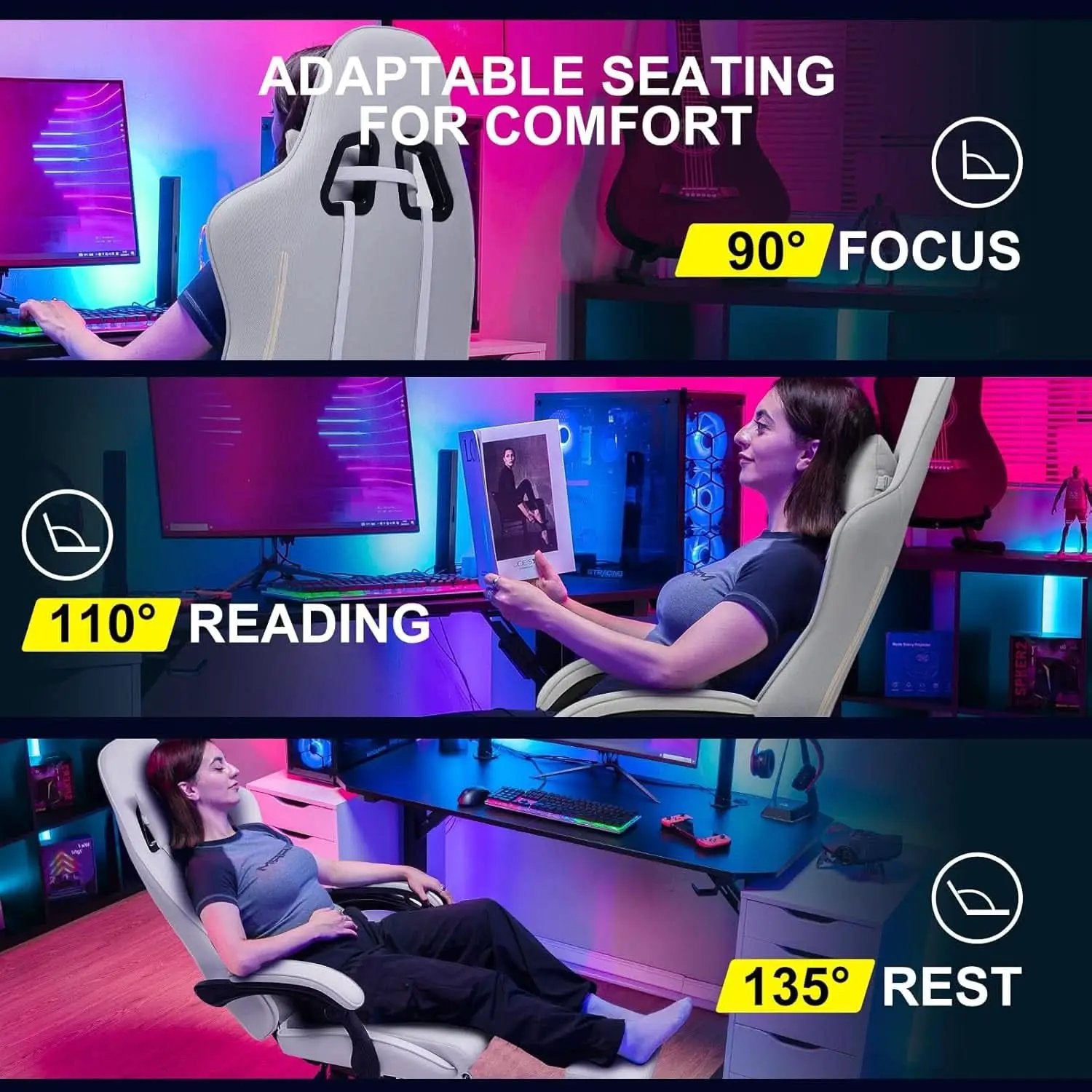 Ergonomic Gaming Chair With Footrest And Lumbar Support from PriceLows™