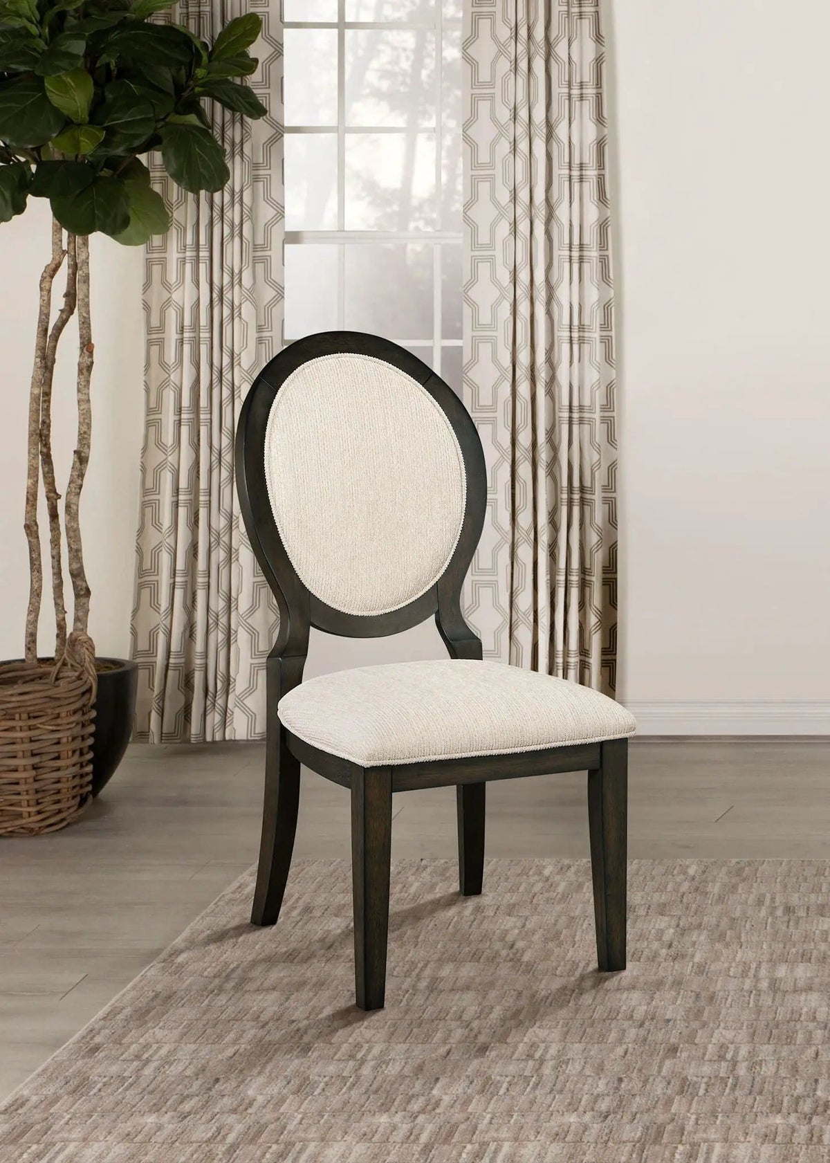 Twyla Oval Back Dining Side Chair Dark Cocoa (Set of 2) | 20 x 25.5 x 40.25 in | Fabric | Dining Room