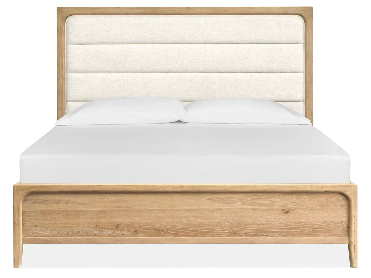 Somerset Complete Panel Bed With Upholstered Headboard | 3 Pieces | Oak Veneer | Bedroom