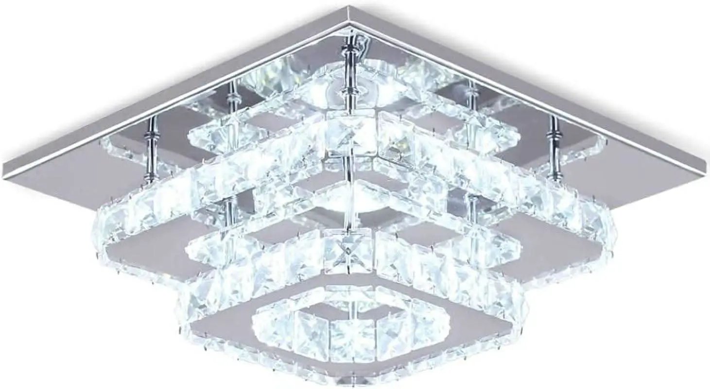 Crystal Square LED Ceiling Light Two Layer Flush Mount from PriceLows™