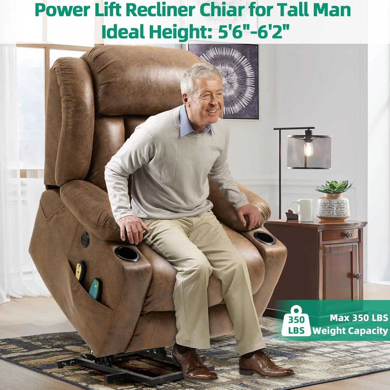 Tall Man Lift Recliner With Massage For Extended Comfort from PriceLows™