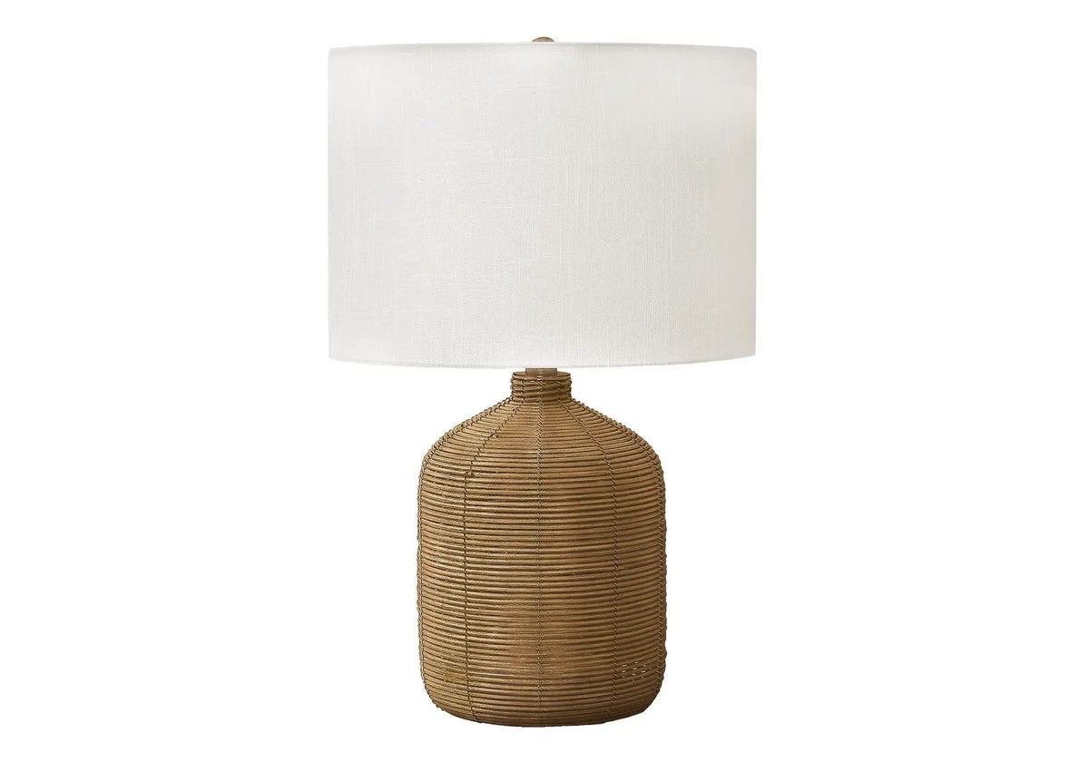 Rattan Table Lamp | Textured Rattan Base | 22.5 Inch Height | 3-Way Dimmable Lighting