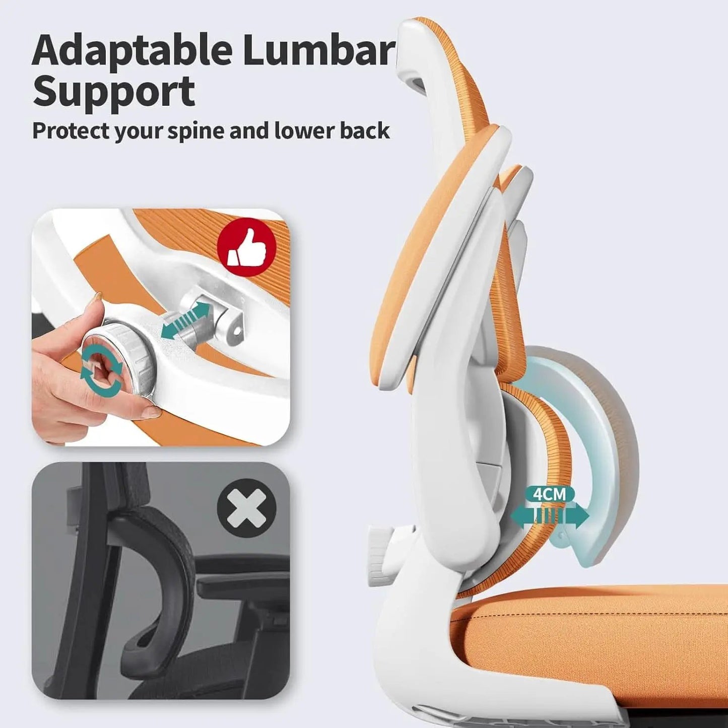 Ergonomic Office Chair With Adjustable Lumbar Support Orange Mesh Desk Chair from PriceLows™