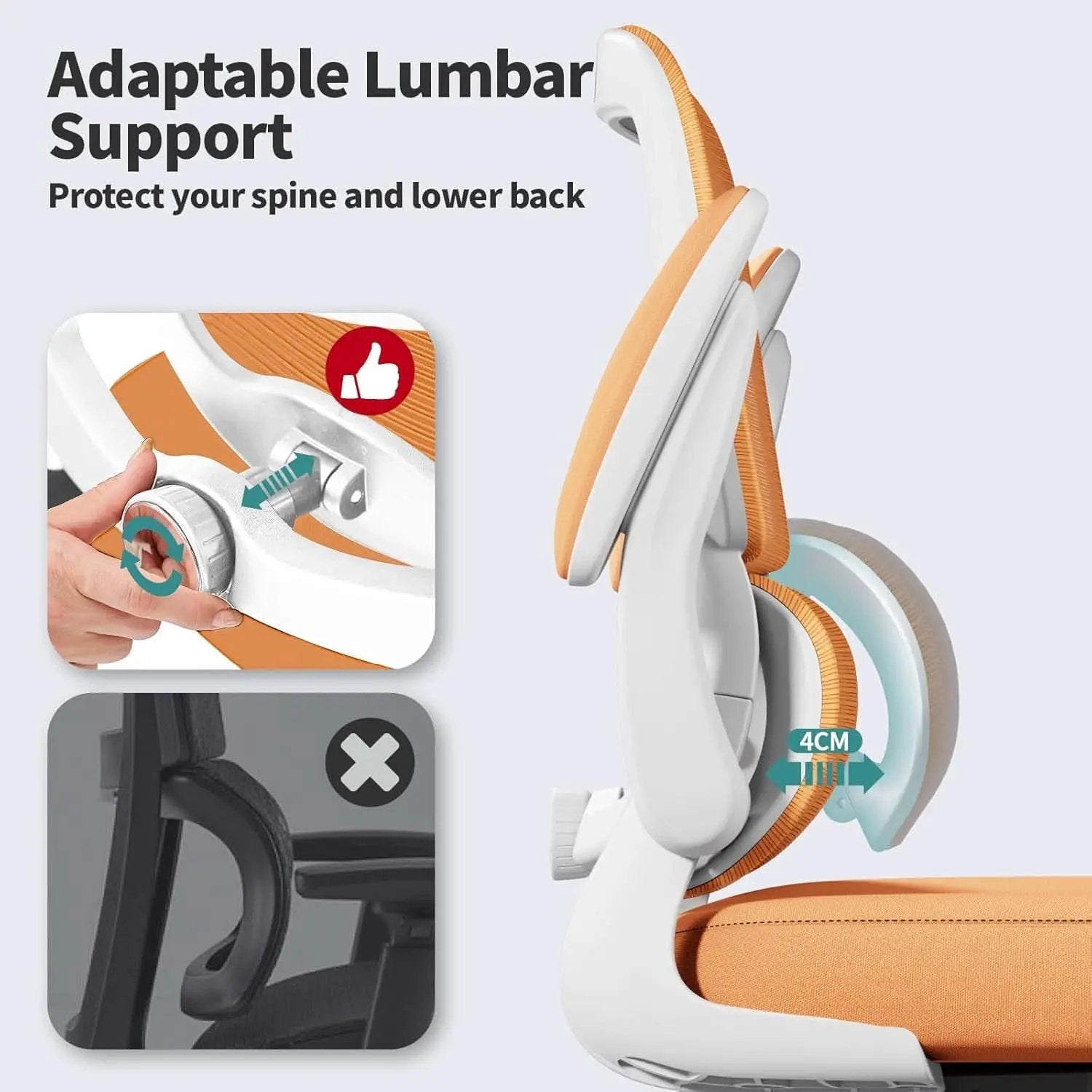 Ergonomic Office Chair With Adjustable Lumbar Support Orange Mesh Desk Chair from PriceLows™