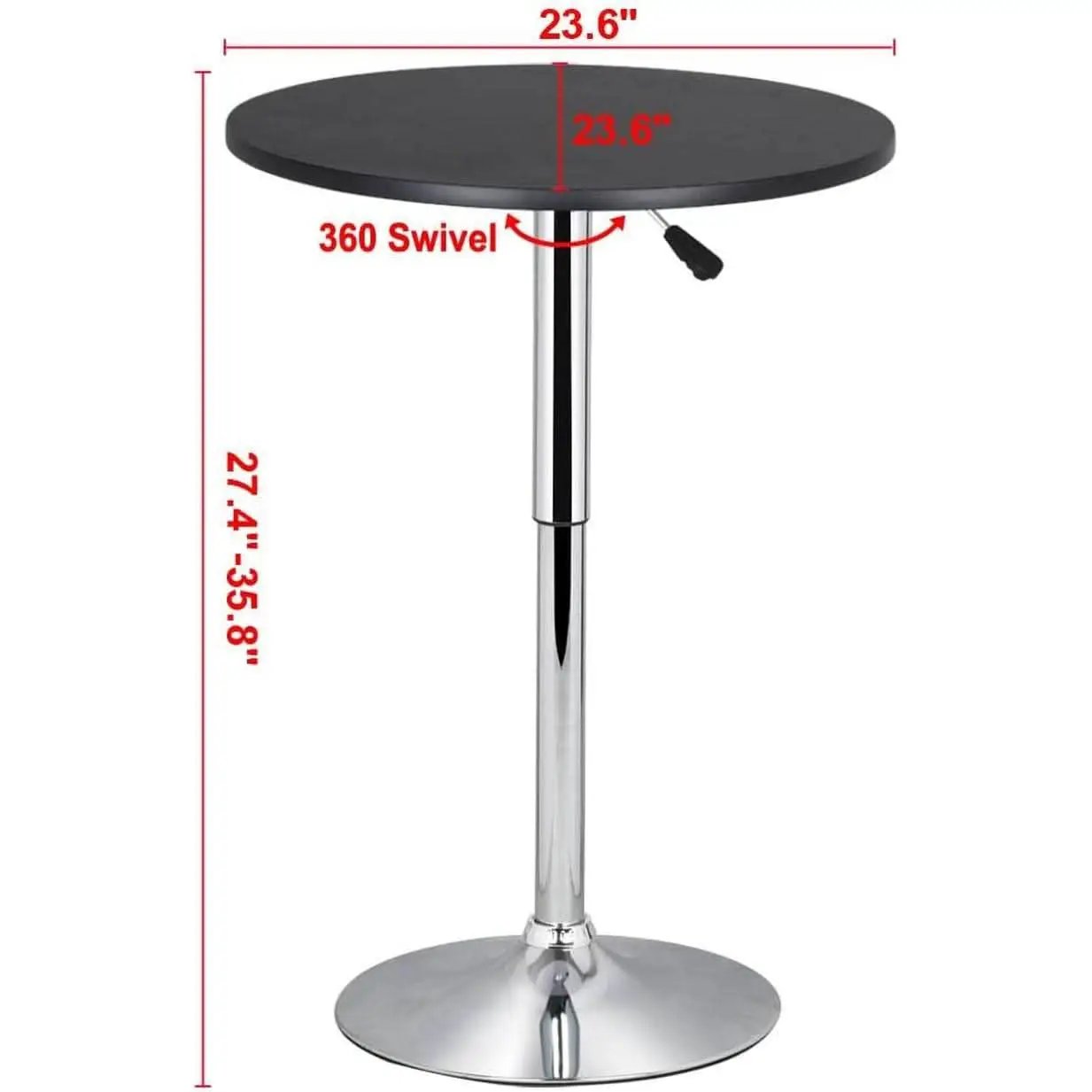 Black Bar Table With 360 Degree Swivel MDF Top Round from PriceLows™