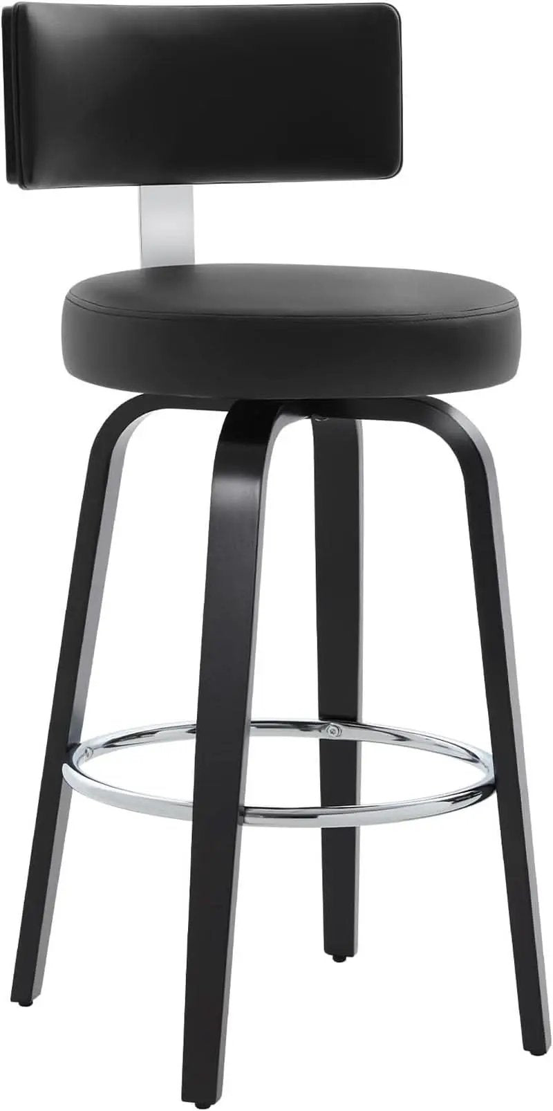 29 Inch Counter Height Black Faux Leather Swivel Bar Stools With Back Set Of 3 from PriceLows™