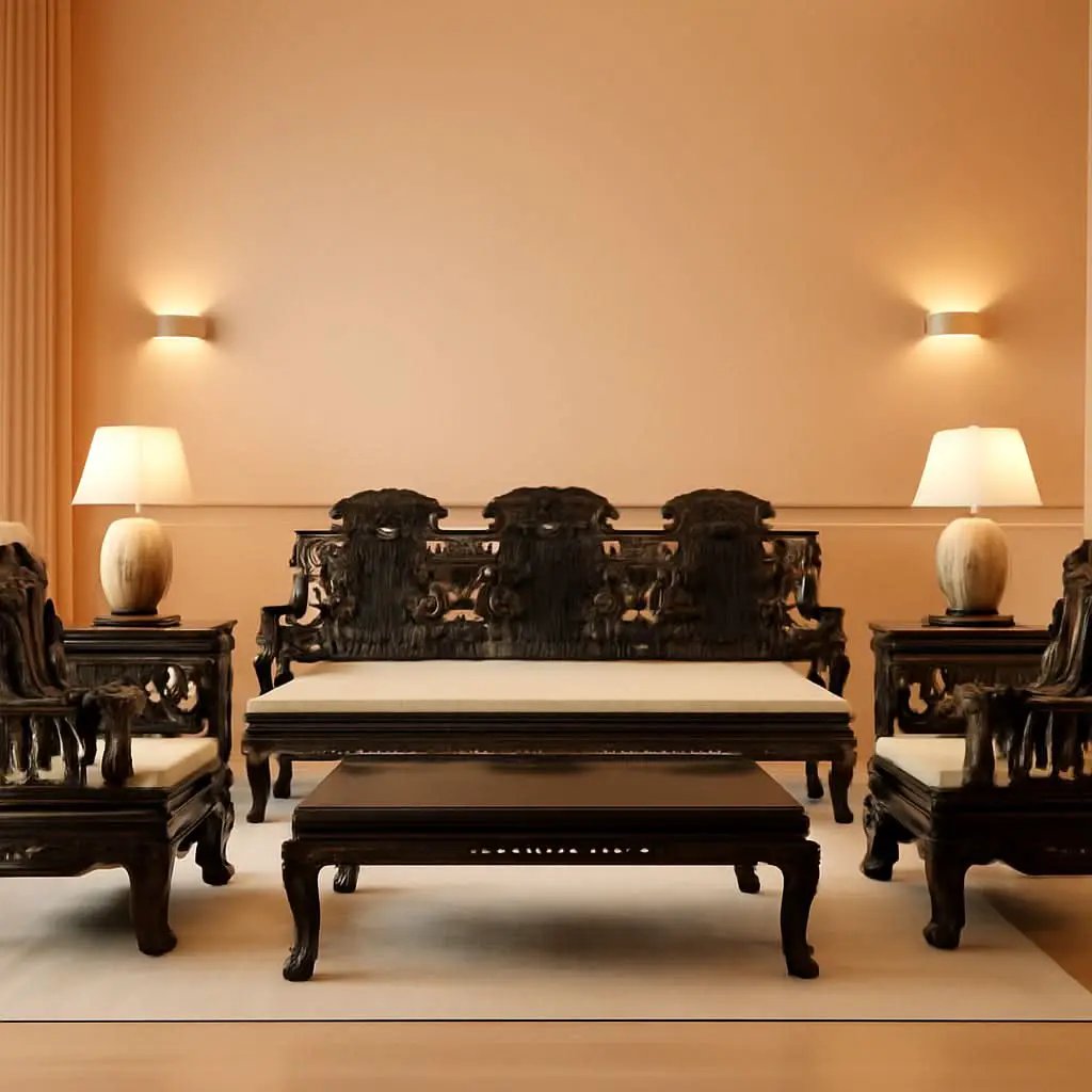 Dark Cherry Rosewood Mother Pearl Motif Living Room Set from PriceLows™