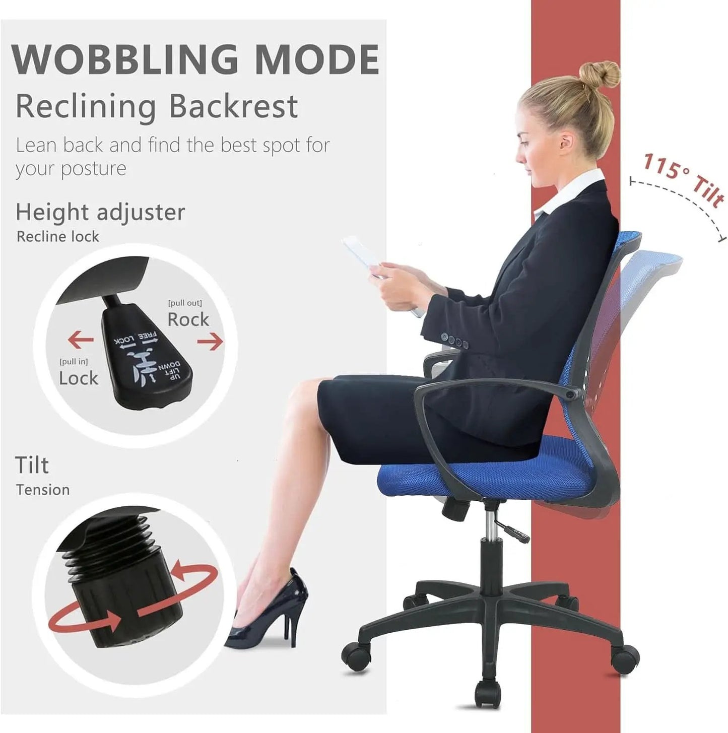 Blue Ergonomic Mesh Back Gaming Chair With Lumbar Support from PriceLows™
