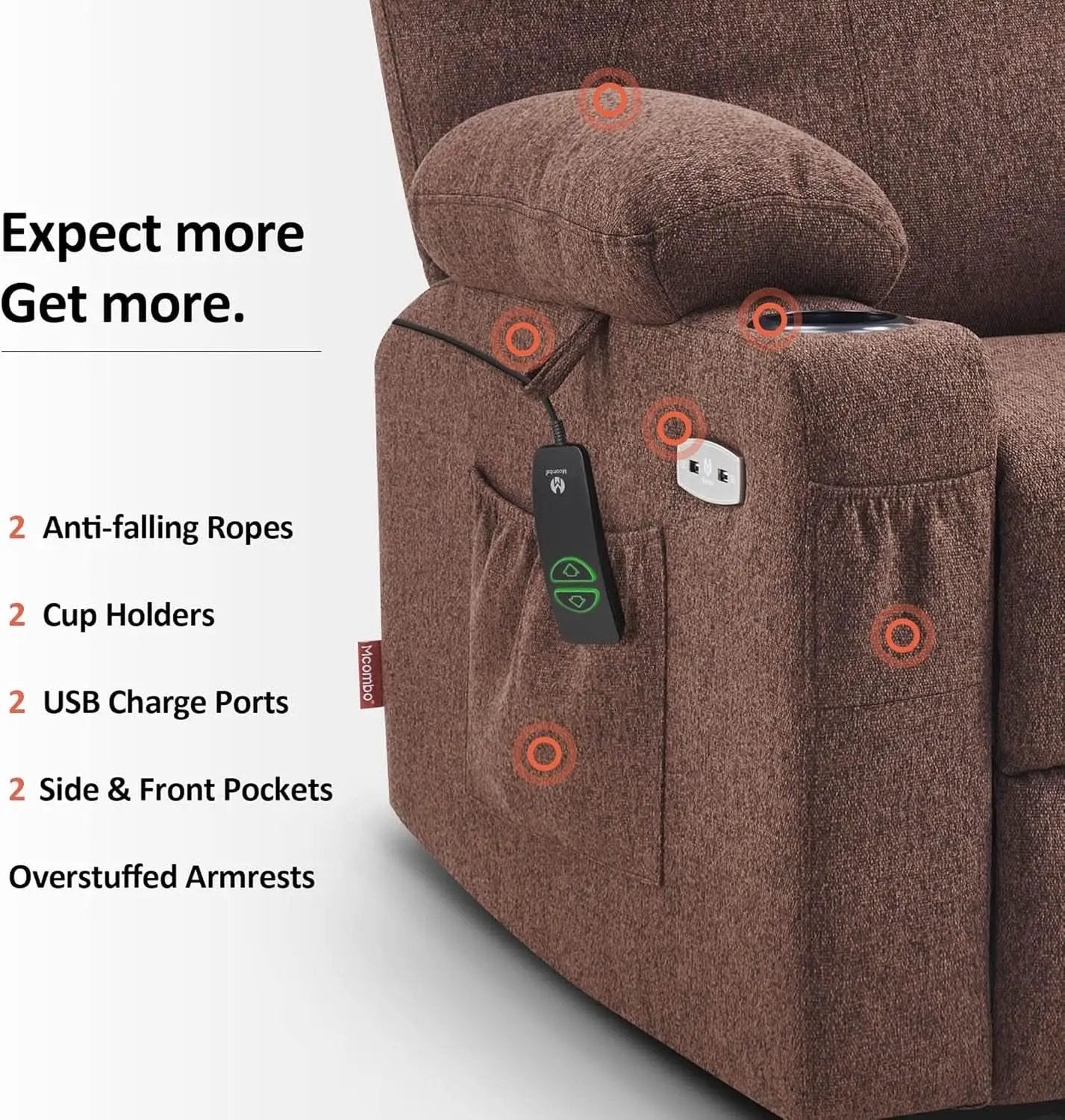 Large Power Lift Recliner Chair With Massage And USB Ports from PriceLows™