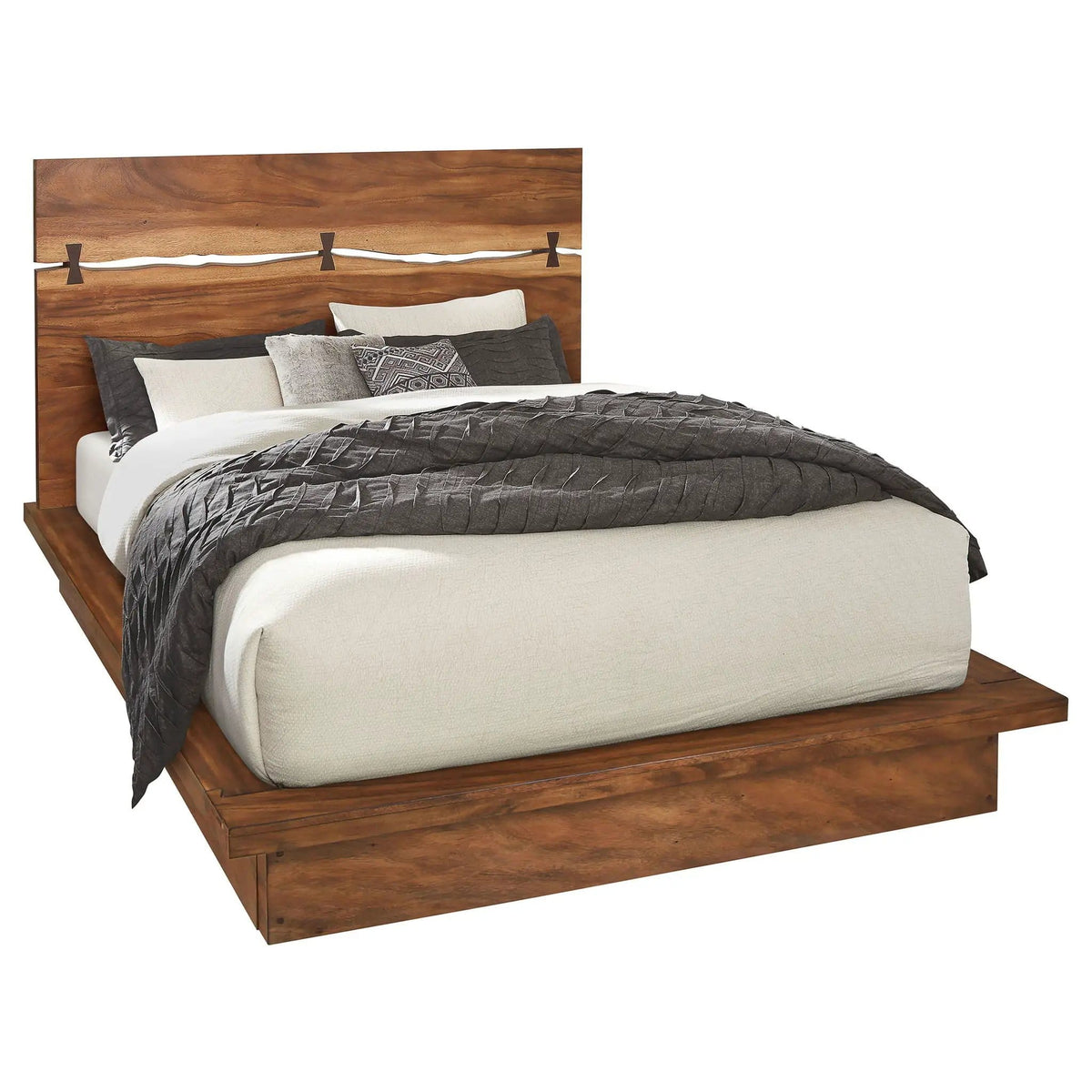 Winslow Wood Eastern King Panel Bed Smokey | 88.5 x 89.25 x 52.25 in | Walnut & Wood | Walnut
