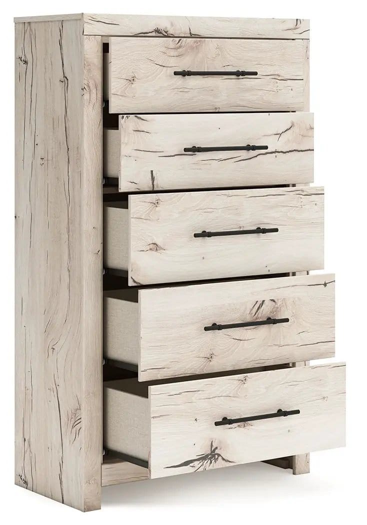 Lawroy Five Drawer Chest | 31.73 x 15.31 x 54.02 in | Engineered Wood & Linen | Light Natural