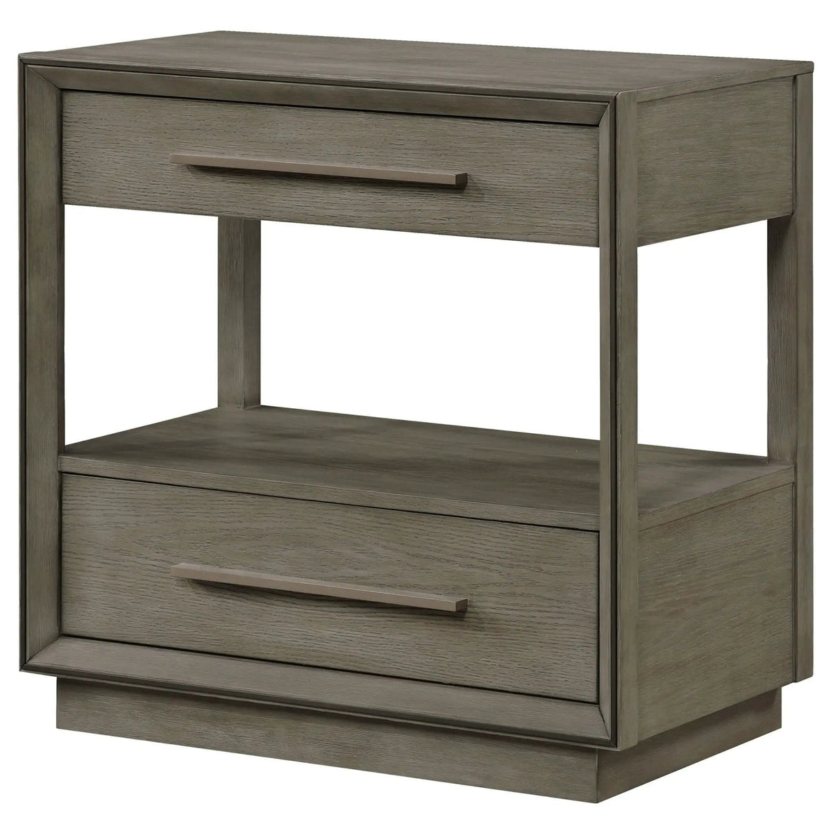 Durango 2-drawer Nightstand Bedside Table Taupe | 30 x 18 x 29.5 in | Engineered Wood & Veneer | Oak
