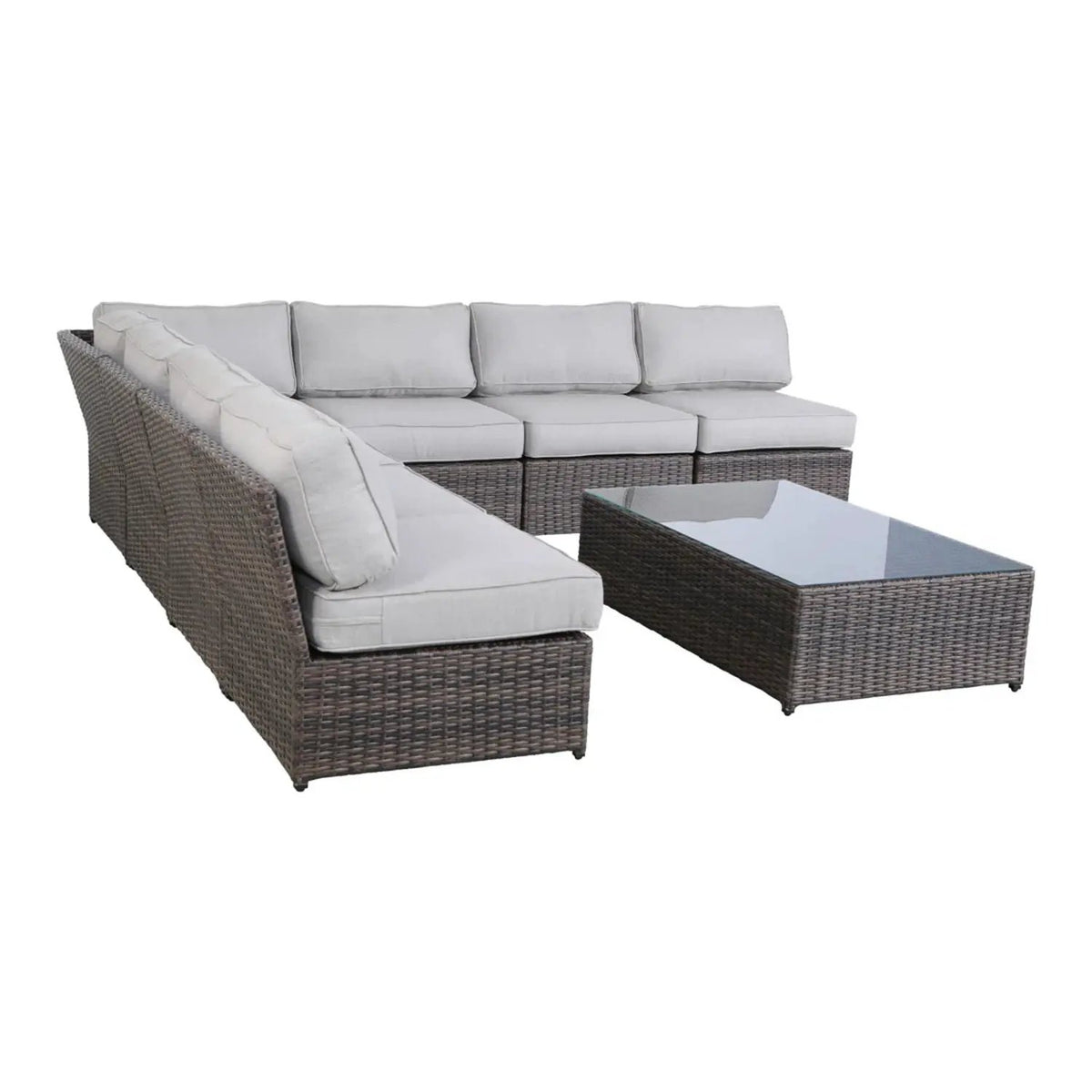 Outdoor Rattan Sectional Set | Half-Round HDPE Wicker | Rustproof Aluminum Frame | Fully Assembled