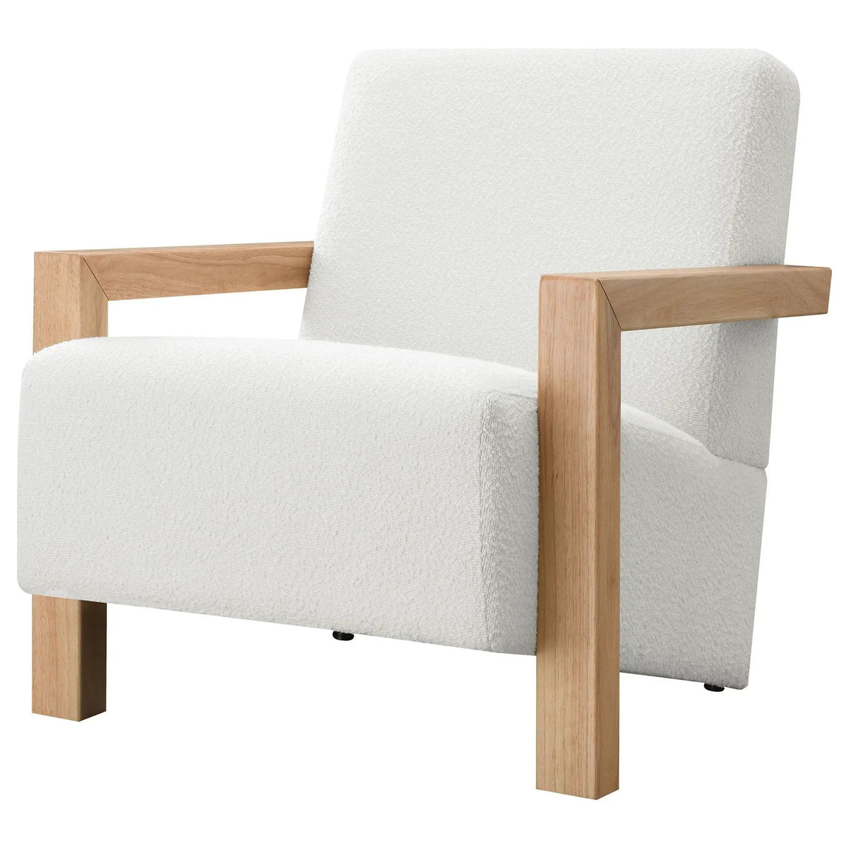 Fitzroy Boucle Upholstered Accent Arm Chair | 29.75 x 35.75 x 29.75 in | Boucle & Wood | Ivory