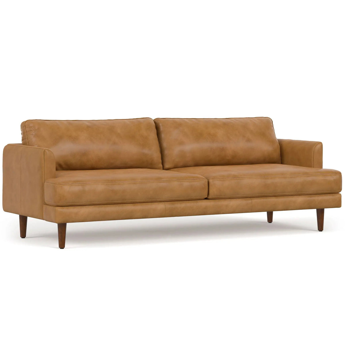 Livingston Upholstered Sofa | Genuine Aniline Leather | 7 Inch Thick Cushions | 76 Inch Length