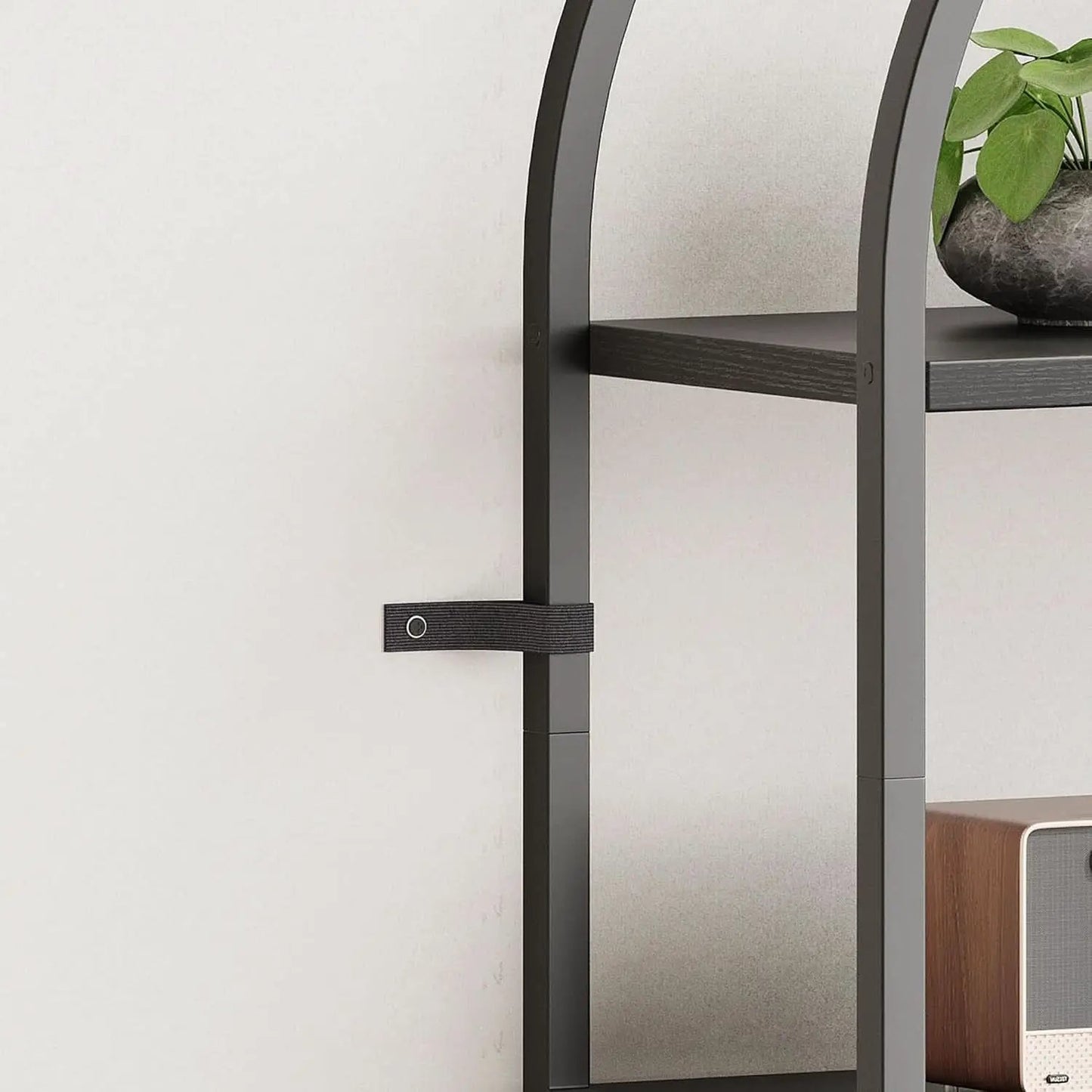 Tall Black Arched Bookcase With 5 Open Shelves For Living Room from PriceLows™