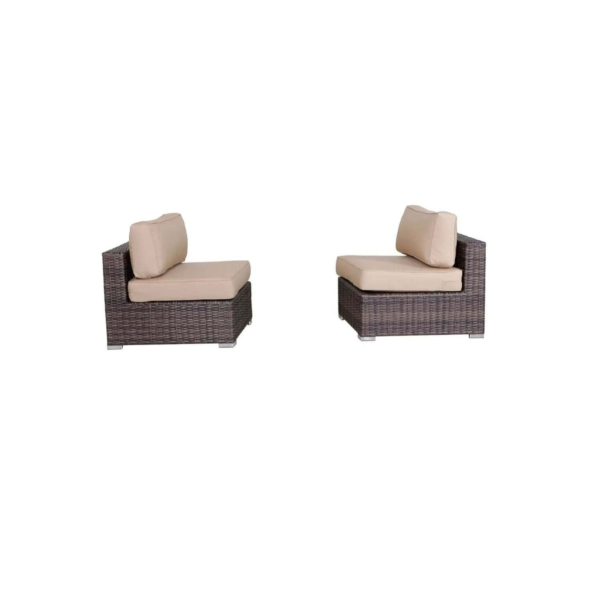 Wide Armless Outdoor Chairs With Cushions (Set of 2) | 2 Pieces | Fabric | Dining Room