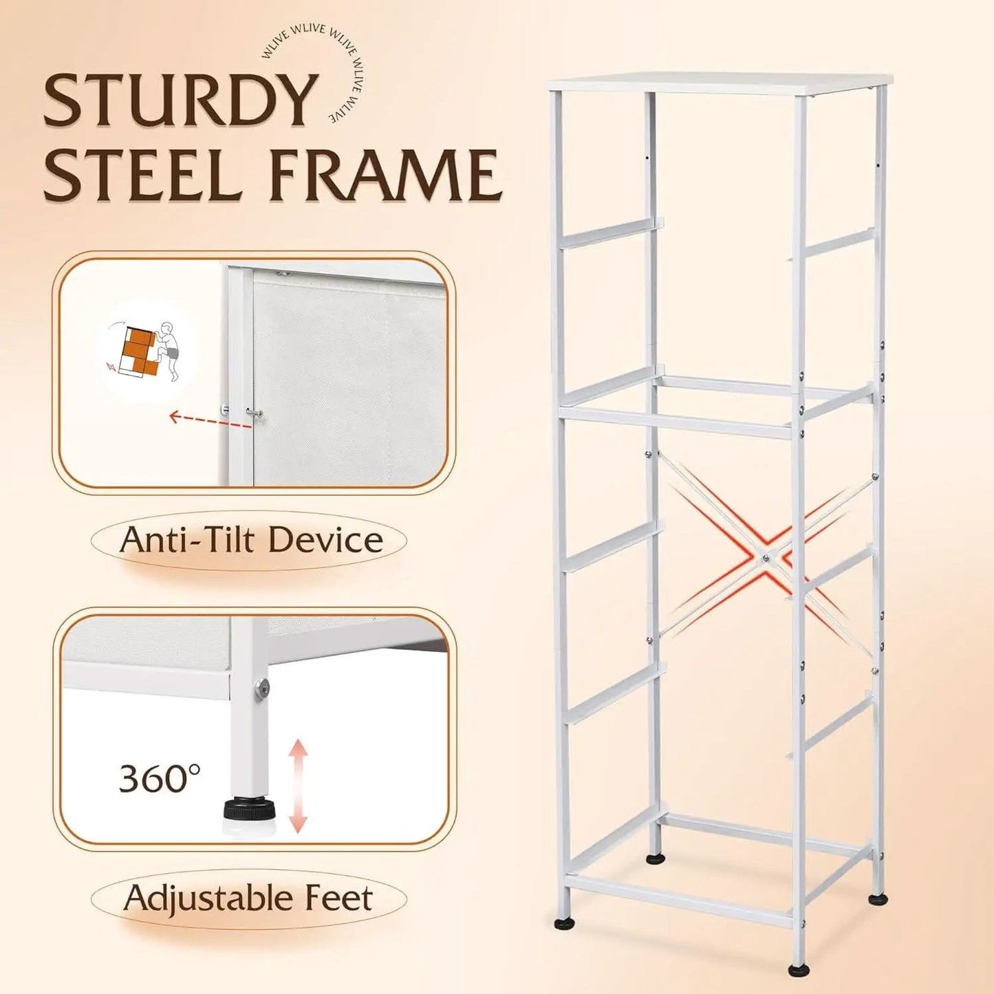 Fabric Dresser For Bedroom With Tall White Finish Storage from PriceLows™