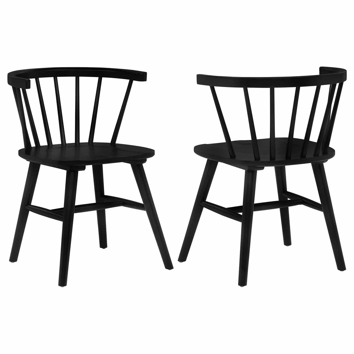 Jeffries Windsor Wood Dining Side Chair Black (Set of 2) | 20.5 x 22.25 x 30 in | Rubberwood & Plywood | Dining Room