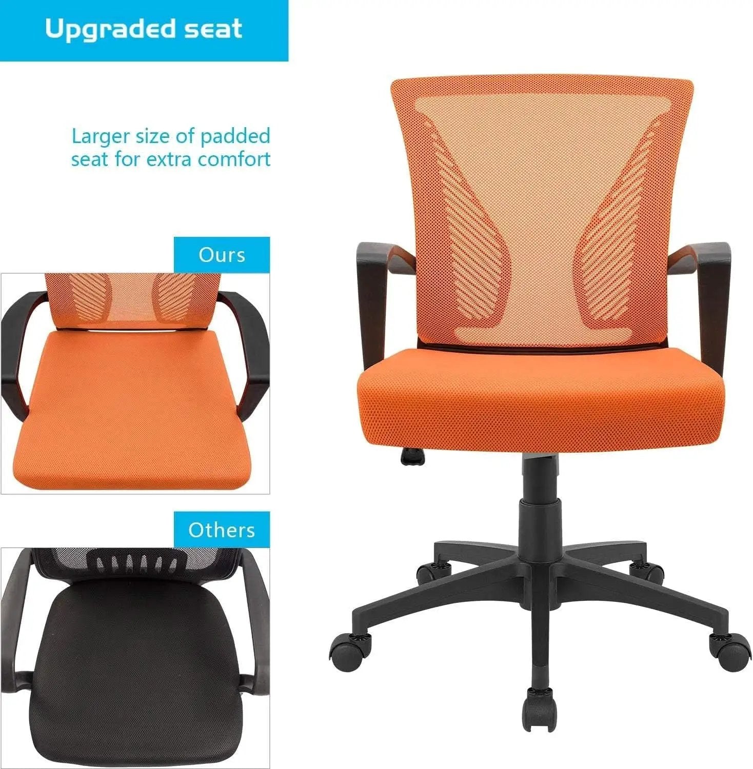 Orange Mesh Office Chair With Ergonomic Lumbar Support from PriceLows™