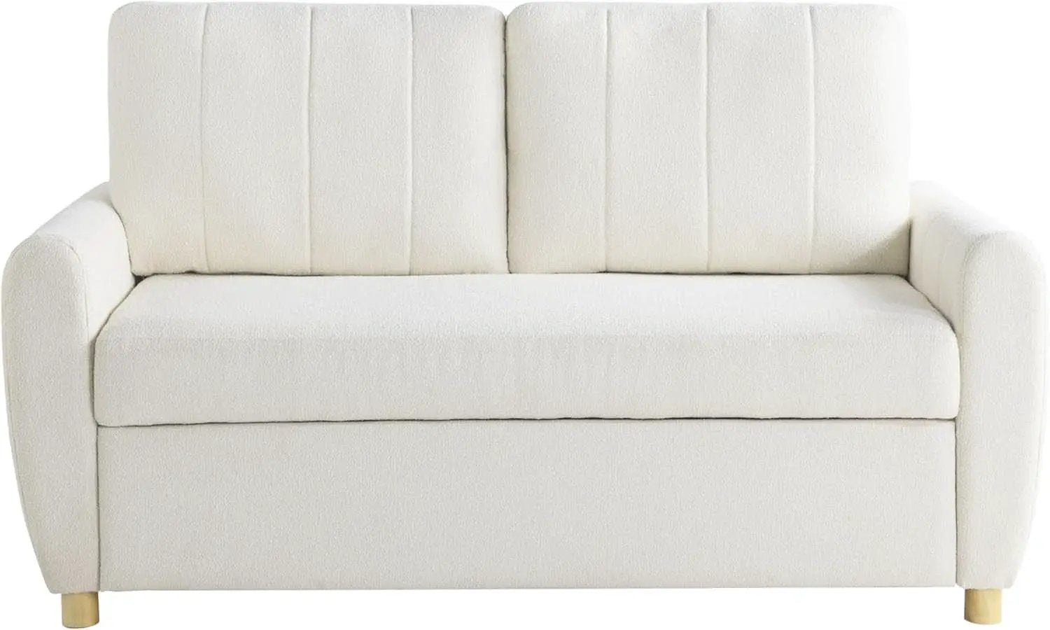 Convertible Sleeper Loveseat 66 Inch Polyester Ivory from PriceLows™
