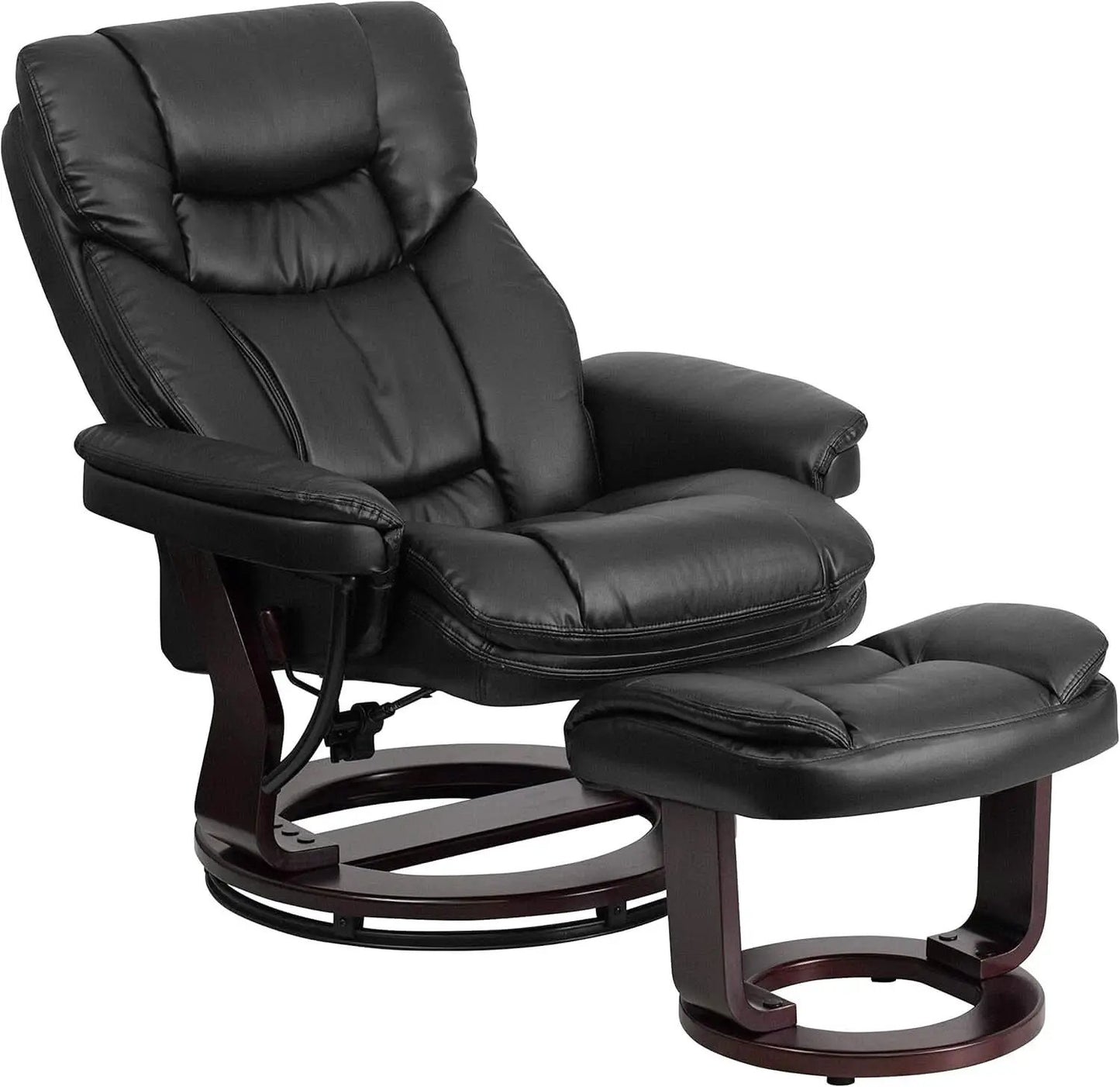 Leathersoft Upholstered Recliner With Ottoman Black from PriceLows™