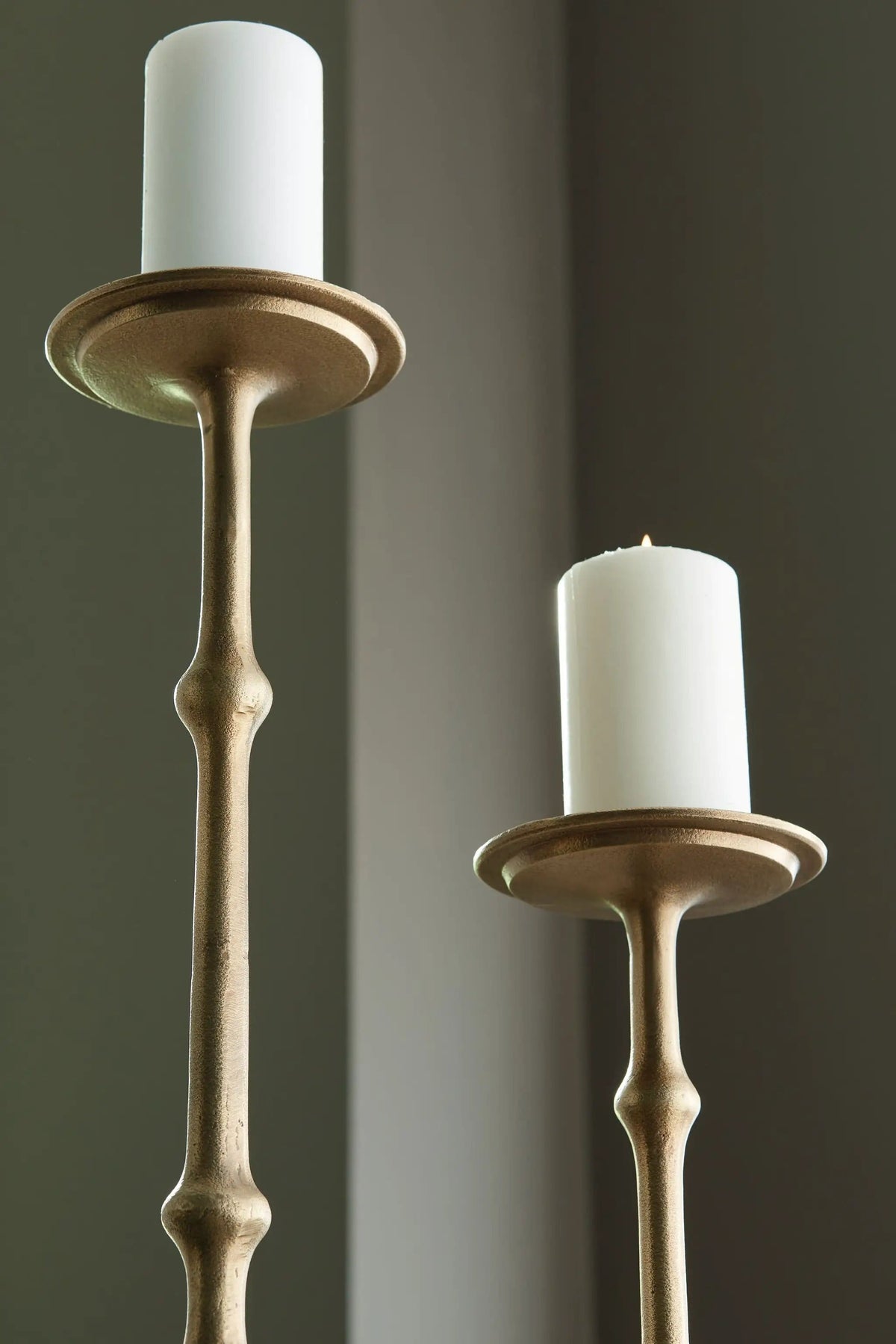 Larwick Candle Holder Set (Set of 2) | 6 x 6 x 26.88 in | Metal & Aluminum | Antique Brass Finish
