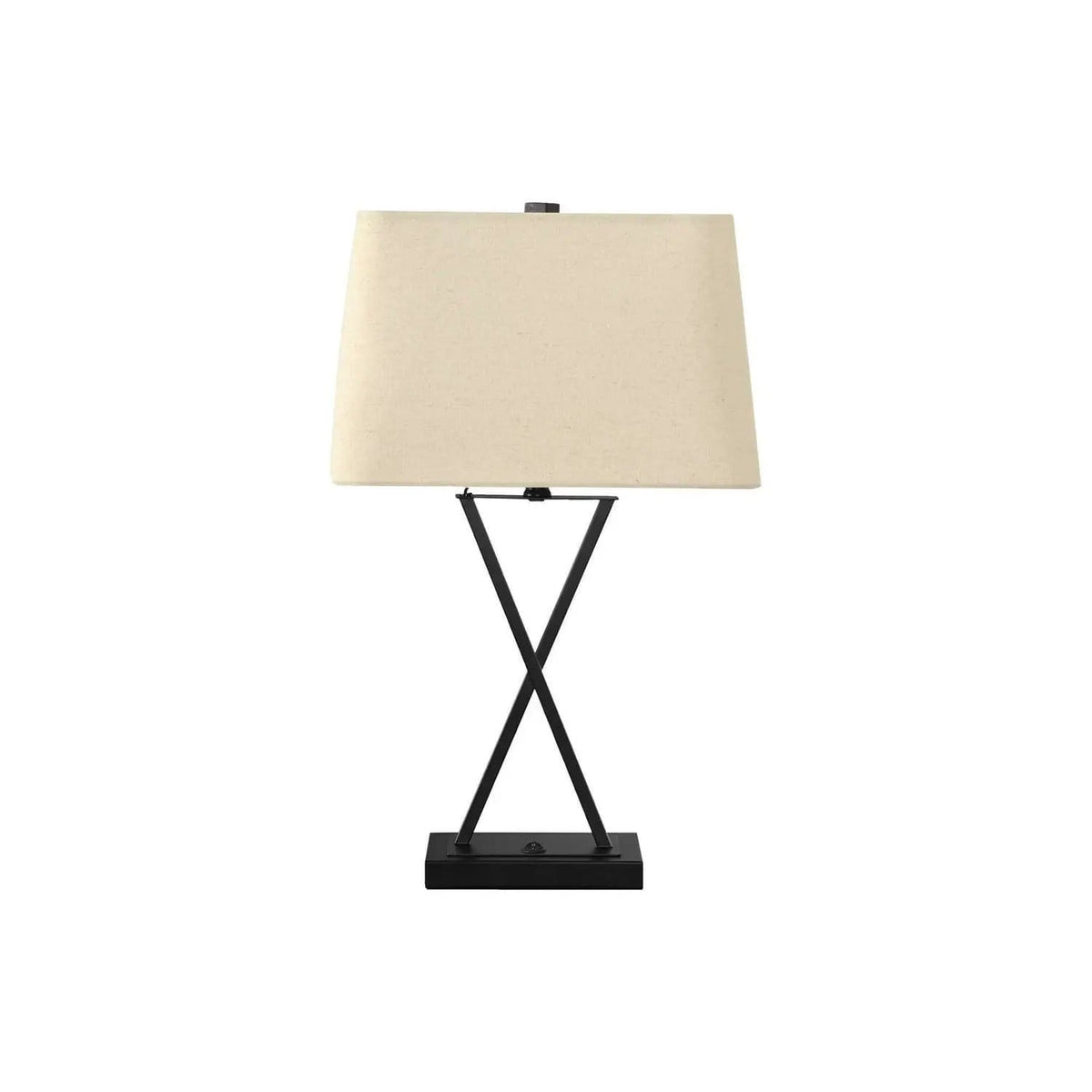 Lighting, Table Lamp, USB Port Included, Resin, Transitional - | 15 x 10 x 24.5 in | Linen & Metal | Black