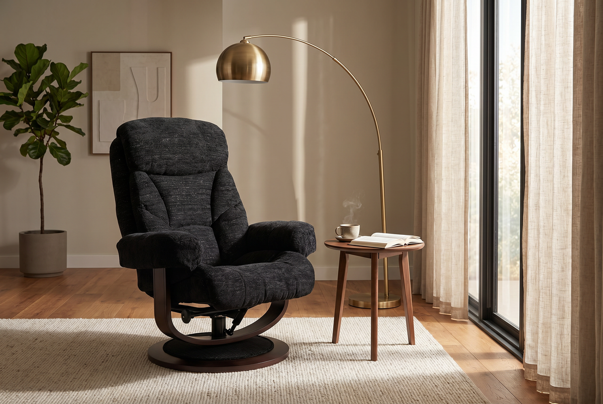Contemporary Euro Recliner | Plush Cushioning | With Ottoman