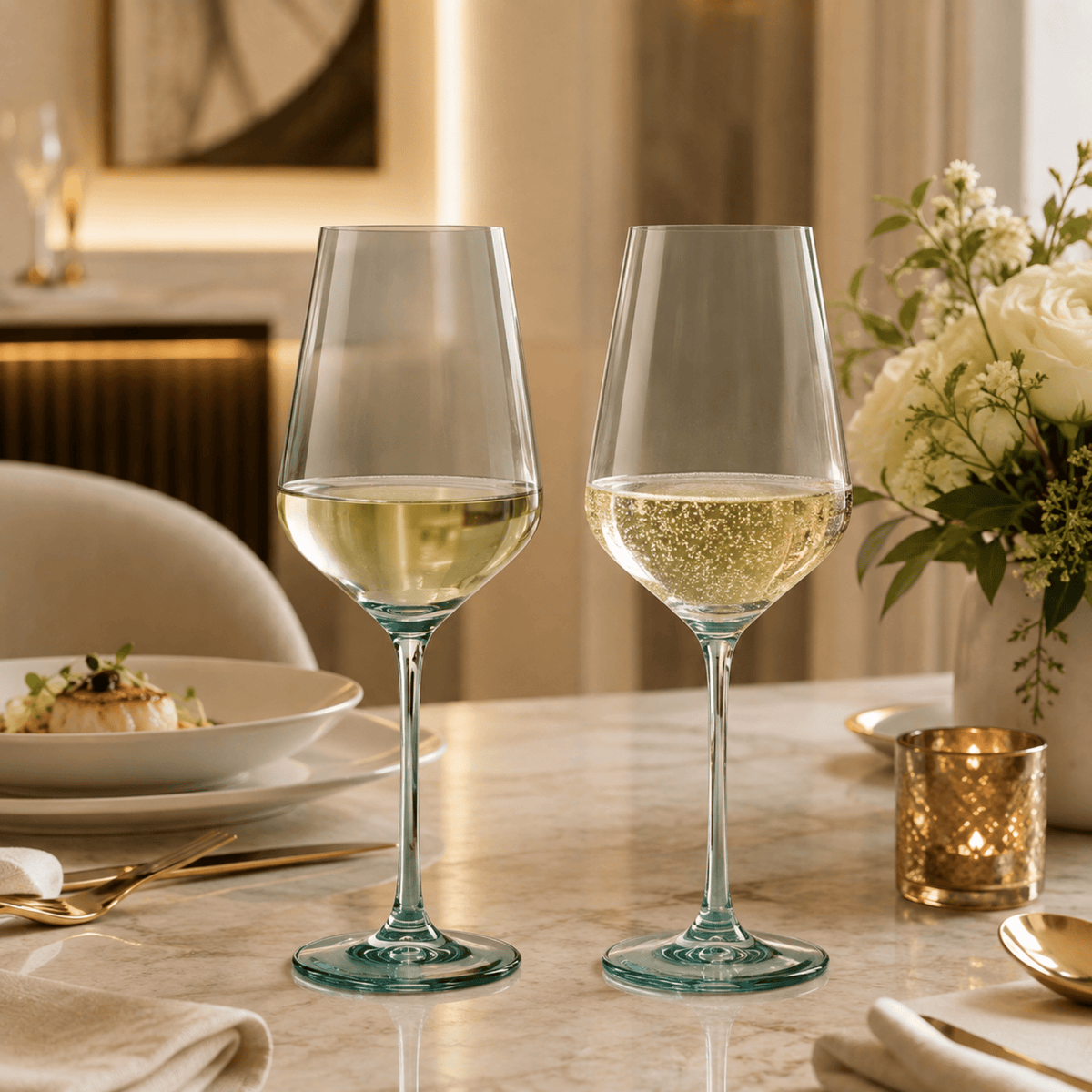 Tonal Stemmed Wine Glassware, Forest Green (Style 2) | 12 oz | Set of 2 | Entertaining