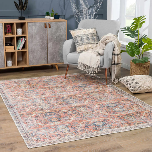 Urpi Rose & Blue Washable Area Rug from PriceLows™