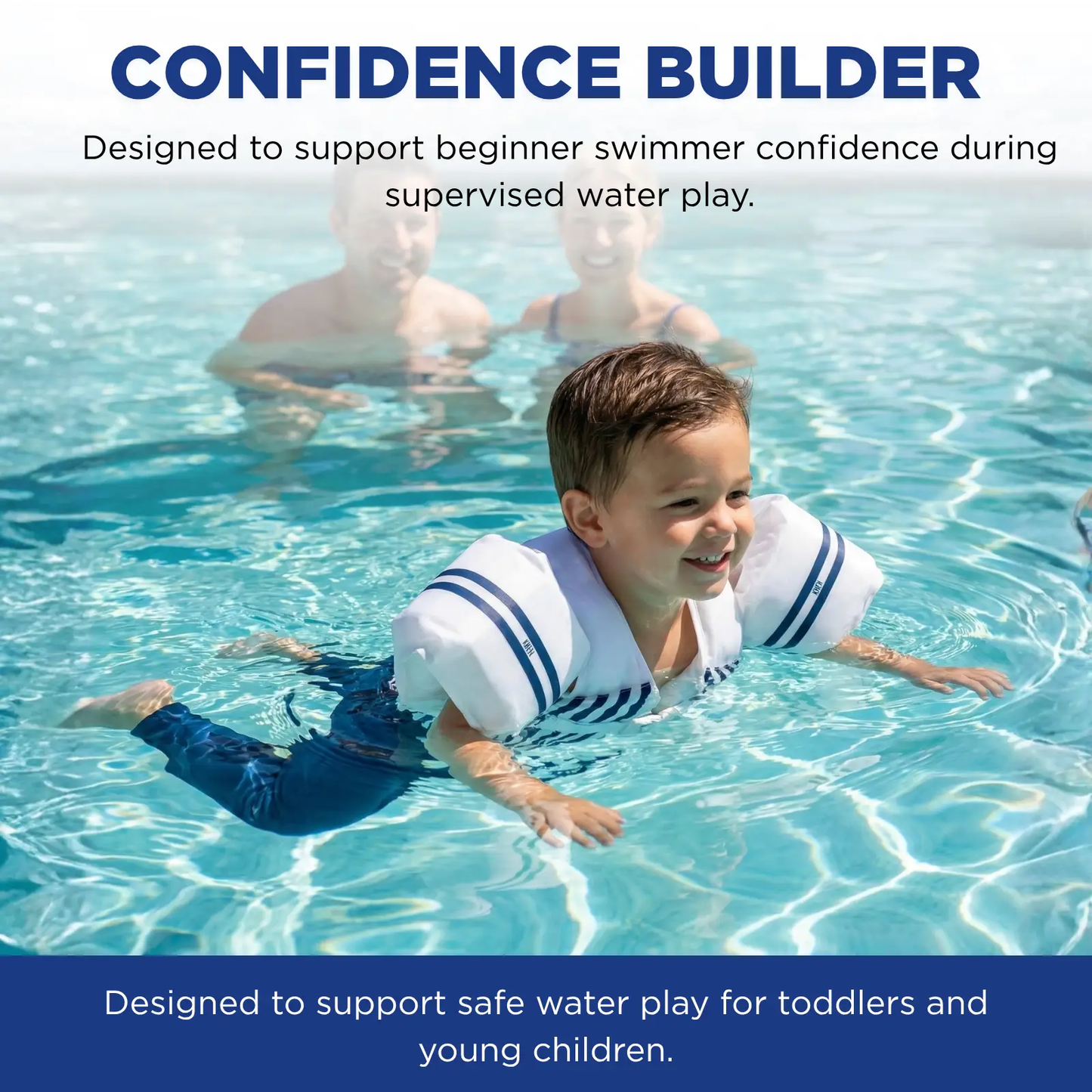 Floating Jackets with Sleeves for Pool or Beach | 1-3 Years | White & Blue from PriceLows™