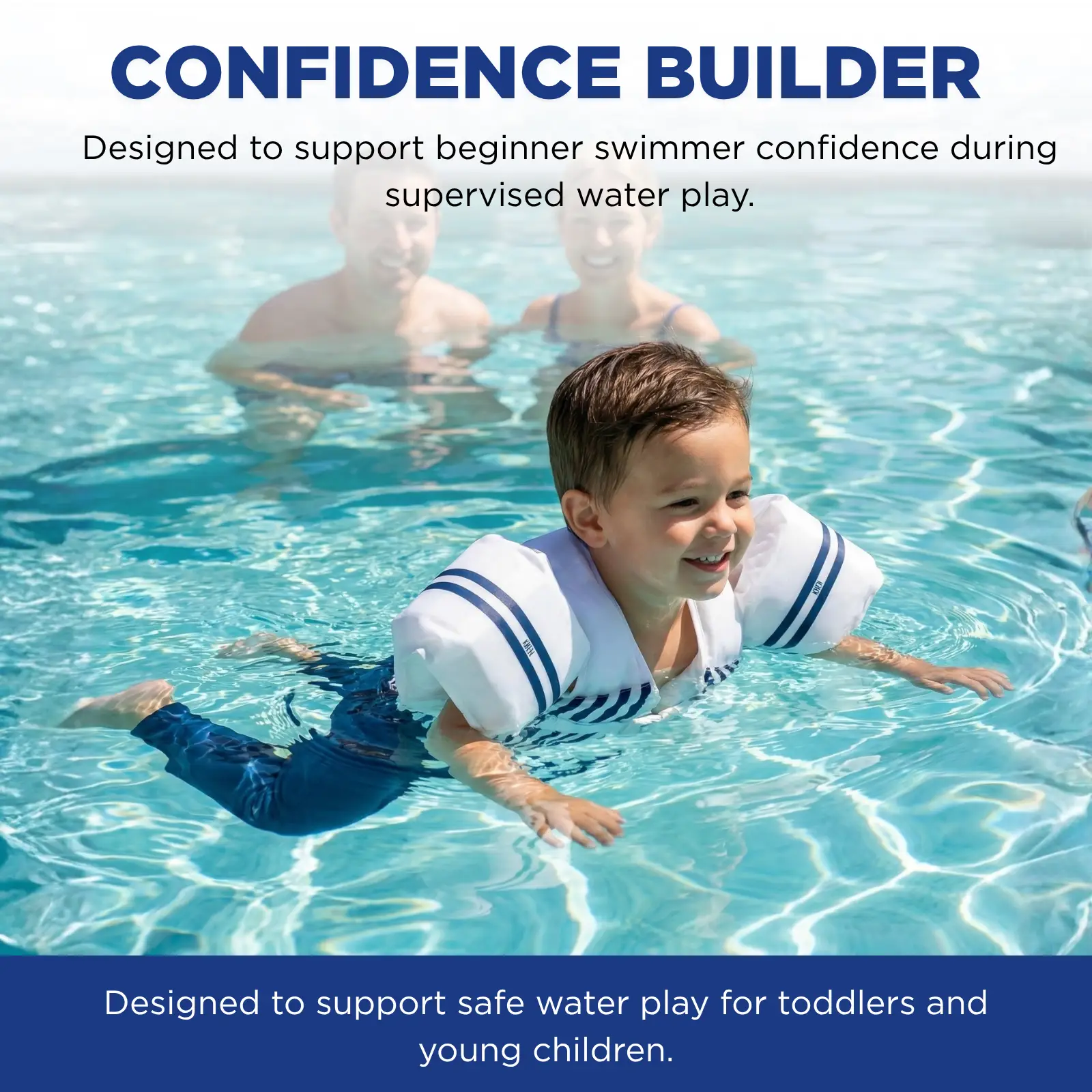 Floating Jackets with Sleeves for Pool or Beach | 1-3 Years | White & Blue from PriceLows™