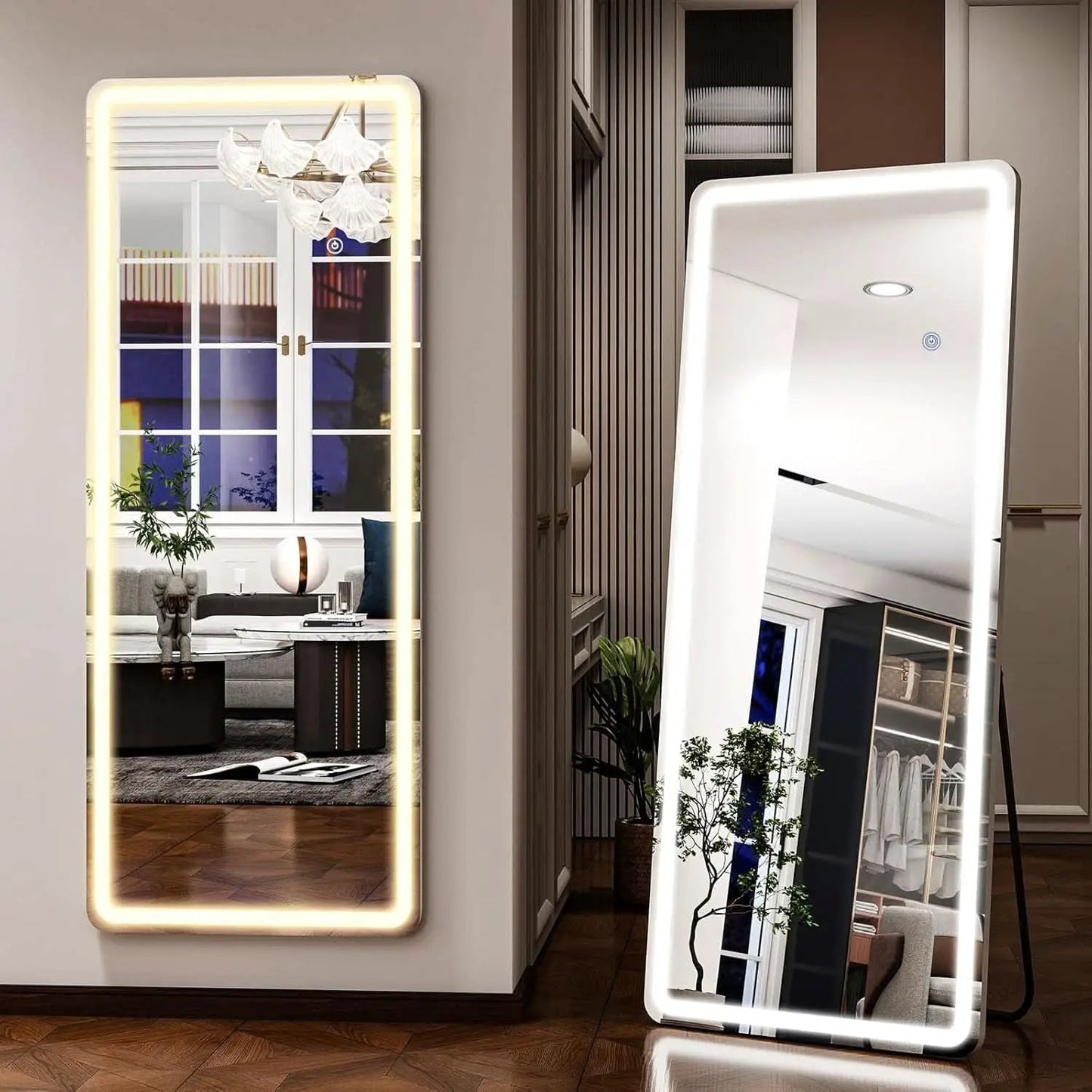 26x68 Inch Full Length Mirror With Lights LED Dimmable 3 Color Floor Standing Or Wall Hanging from PriceLows™