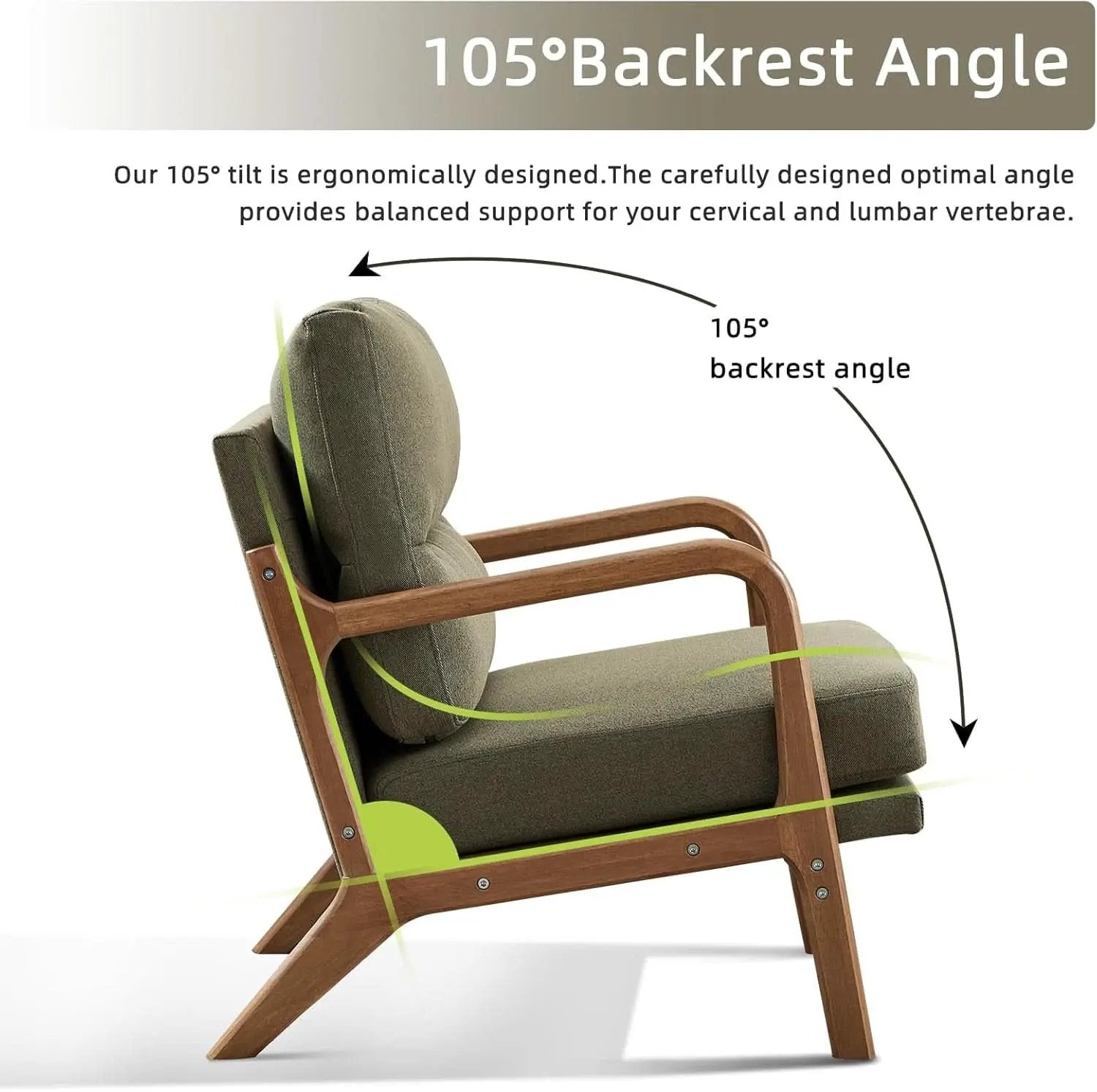 Mid Century Emerald Linen Upholstered Accent Chair from PriceLows™