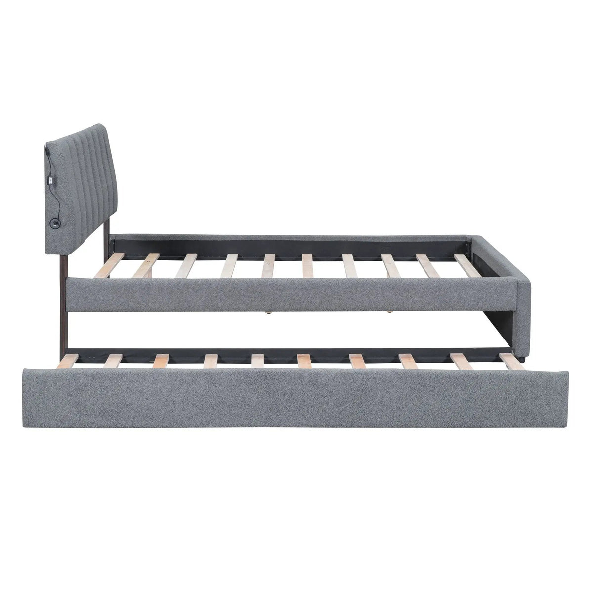 Upholstered Platform Bed | Trundle Included | Comfortable Design | 76 Inch Length