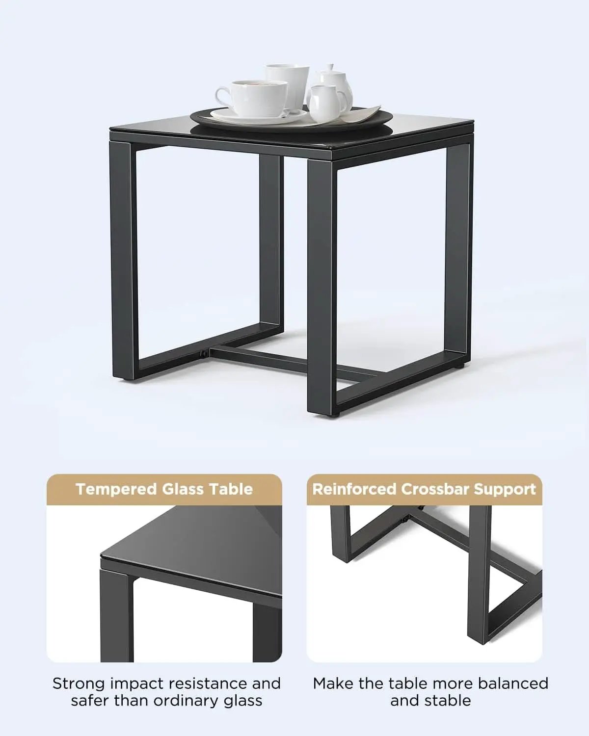 3 Piece Rattan Rocking Bistro Set With Coffee Table Outdoor Patio Furniture Grey Cushions from PriceLows™