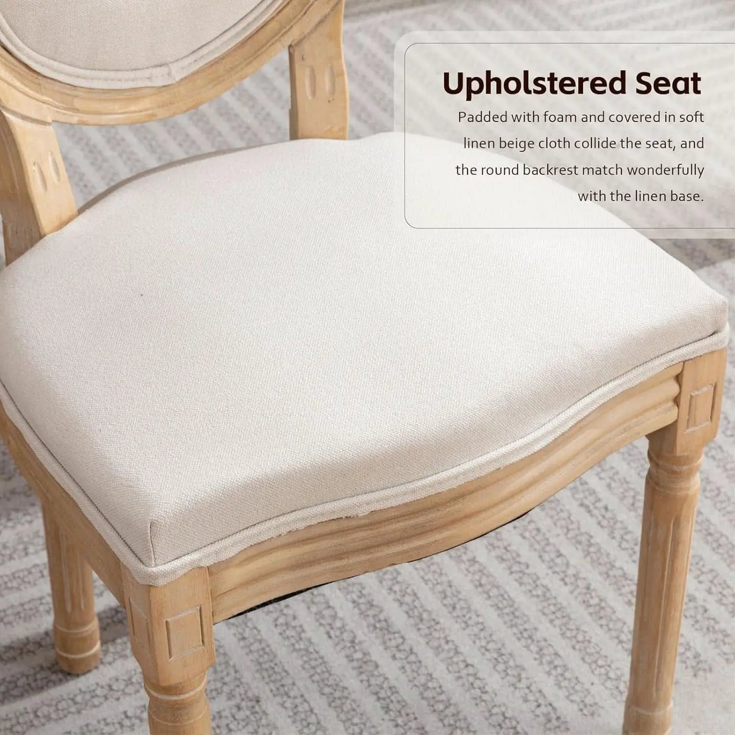 Beige Fabric French Country Dining Chairs Set Of 6 Oval Back from PriceLows™