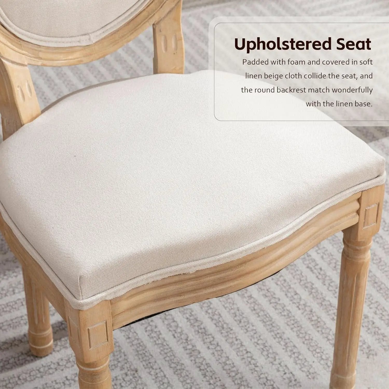 Beige Fabric French Country Dining Chairs Set Of 6 Oval Back from PriceLows™