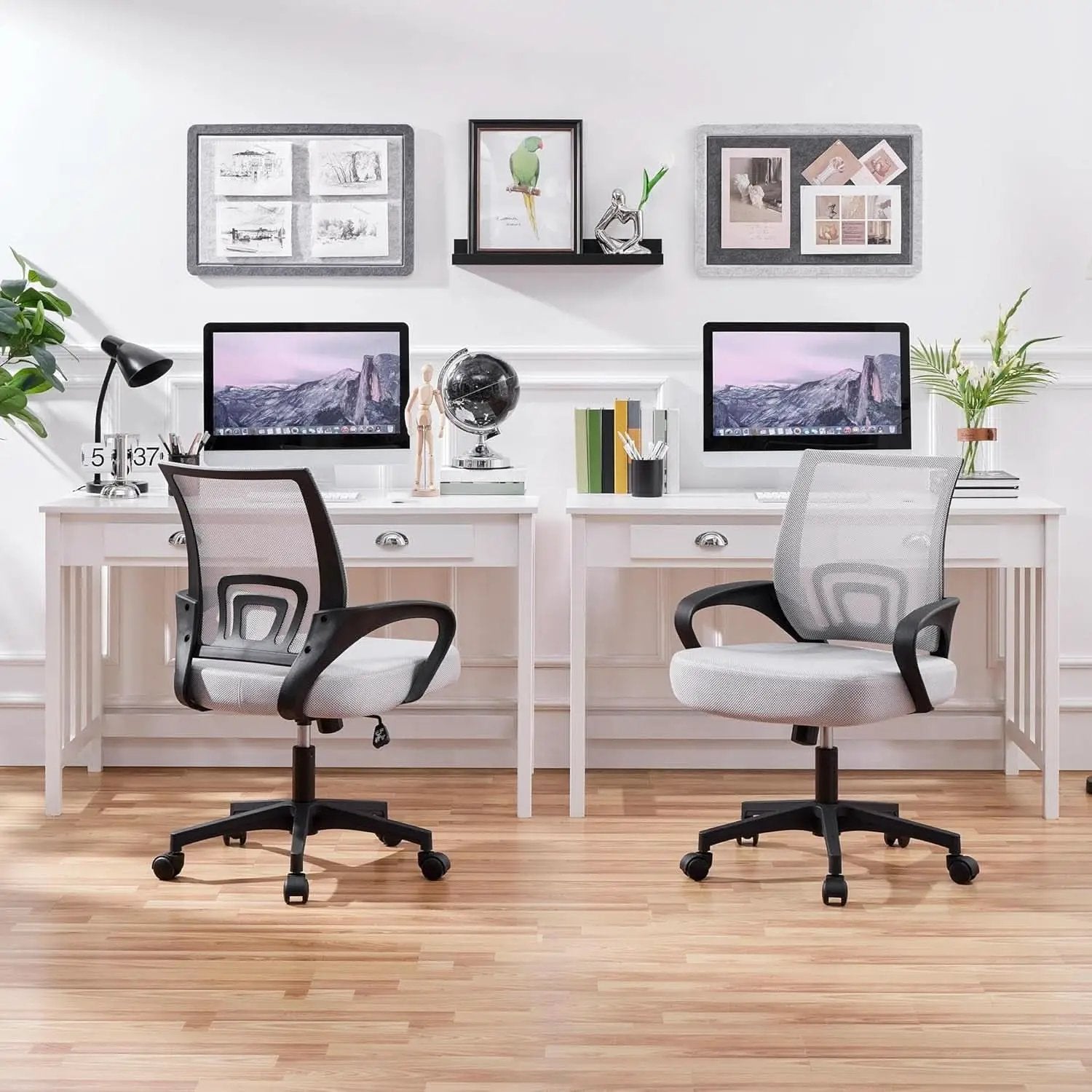 Two Pack Ergonomic Mesh Office Chairs With Lumbar Support And Adjustable Height Swivel Rolling Task Chairs Grey from PriceLows™