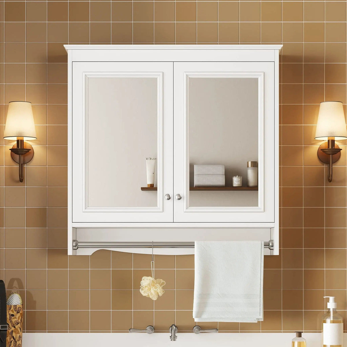 Modern Wall-Mounted Mirror Cabinet With Adjustable Shelves, Soft-Close Doors | 2 Pieces | Home Furniture | Home