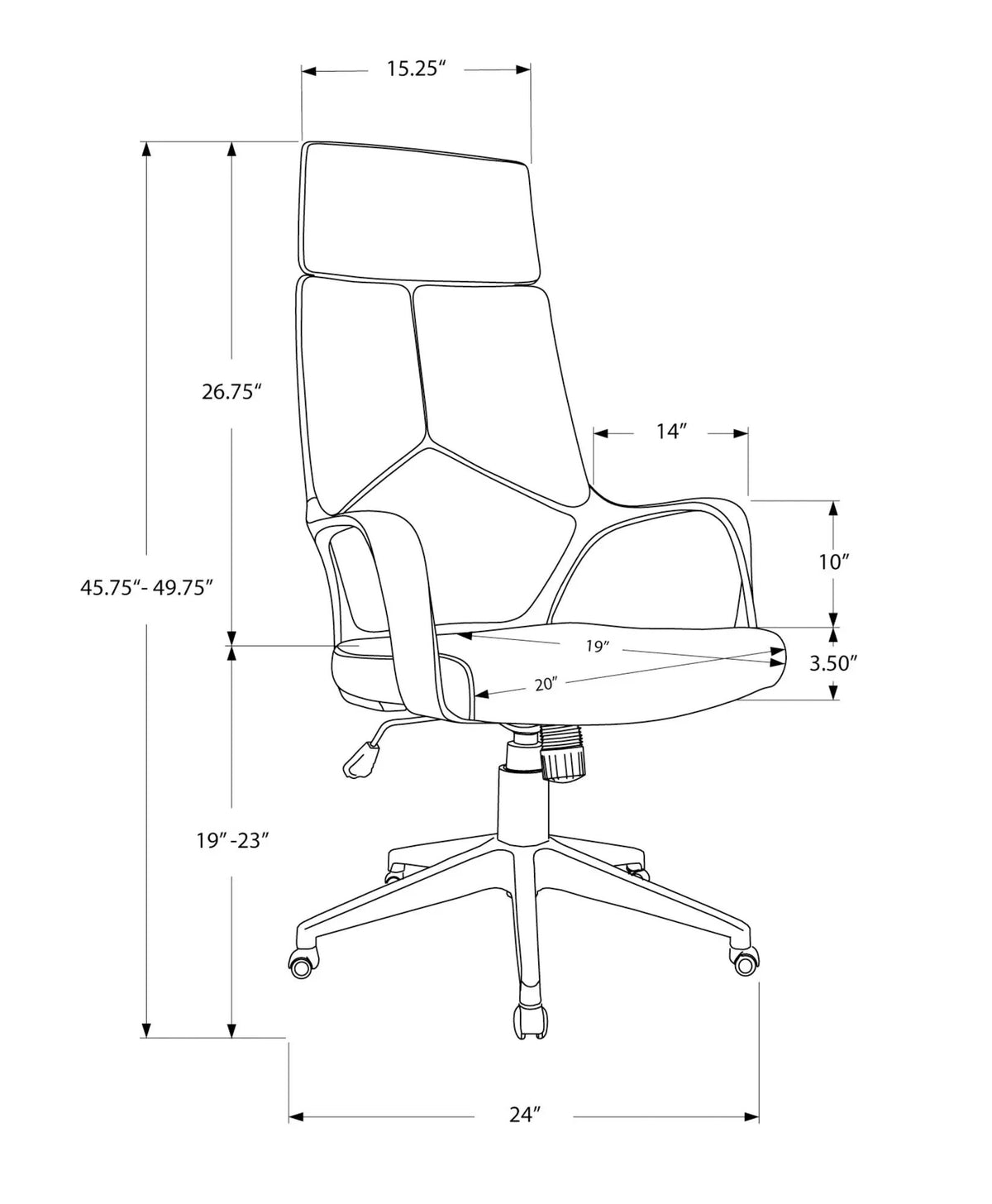 High-Back Executive Swivel Chair | Integrated Support | Armrests | 45.75 Inch Height